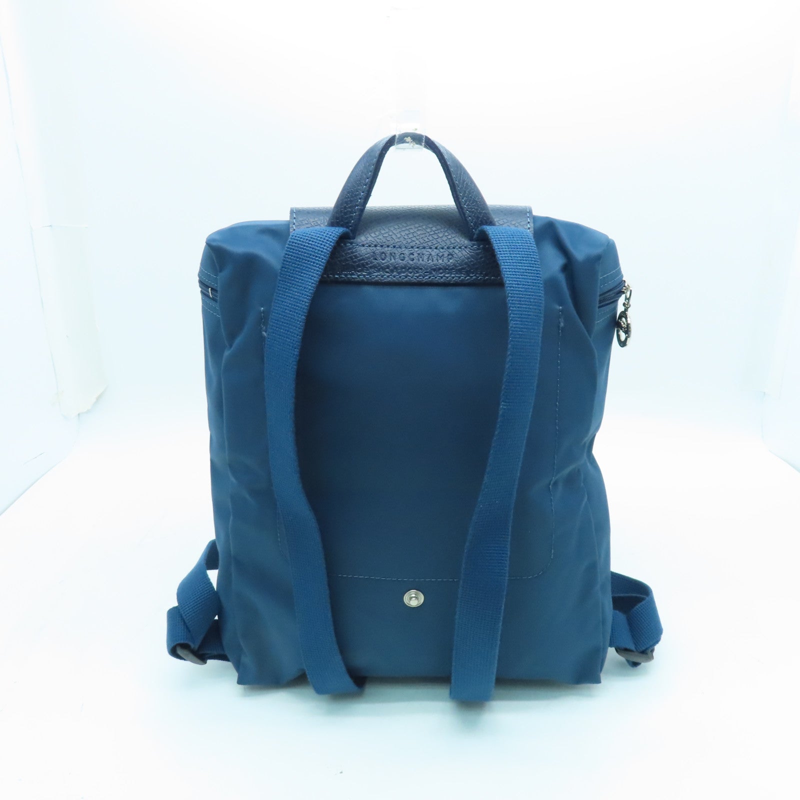 Longchamp Nylon Backpack Silver Buckle Backpack Blue
