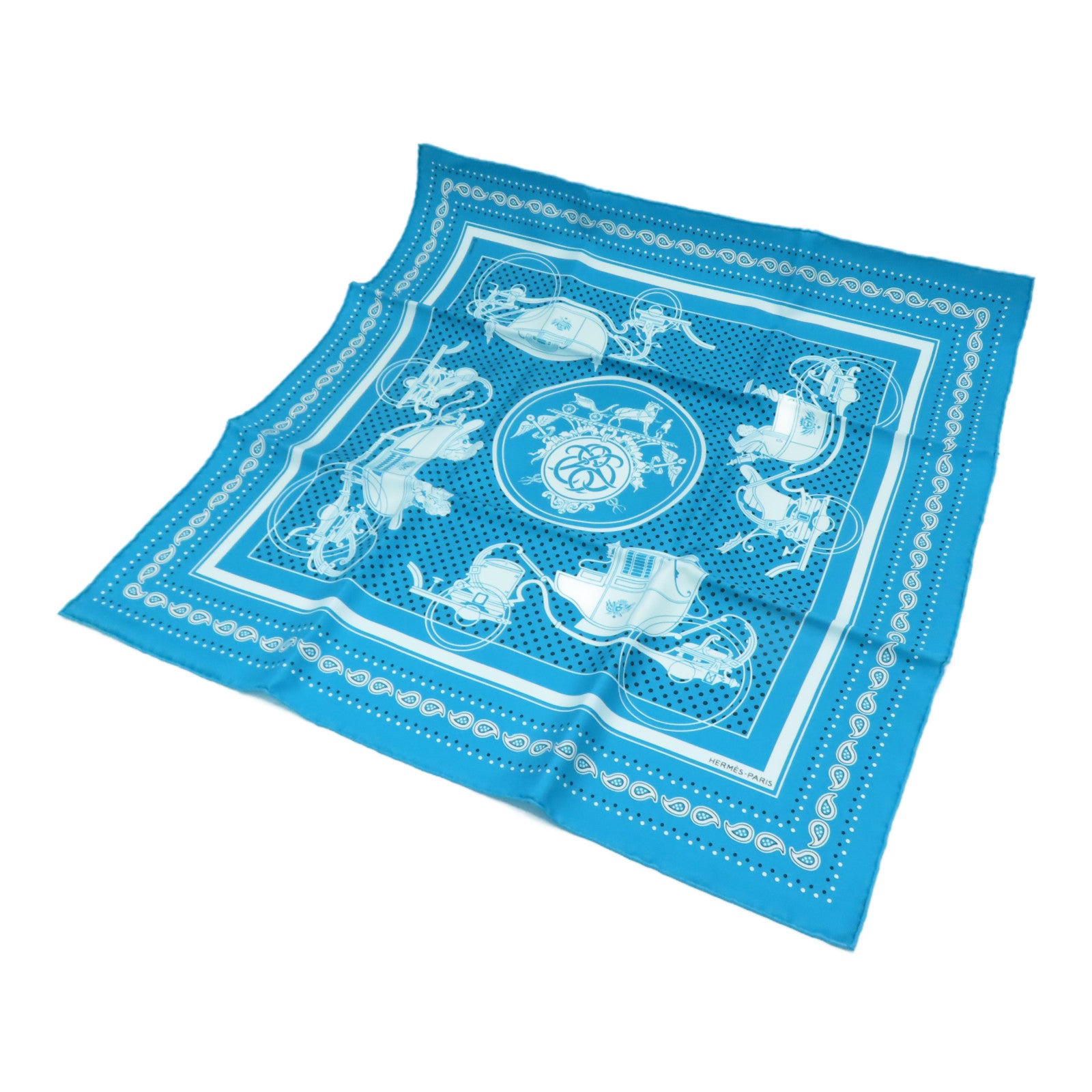 HERMES 絲質Scarf 55絲巾藍色
