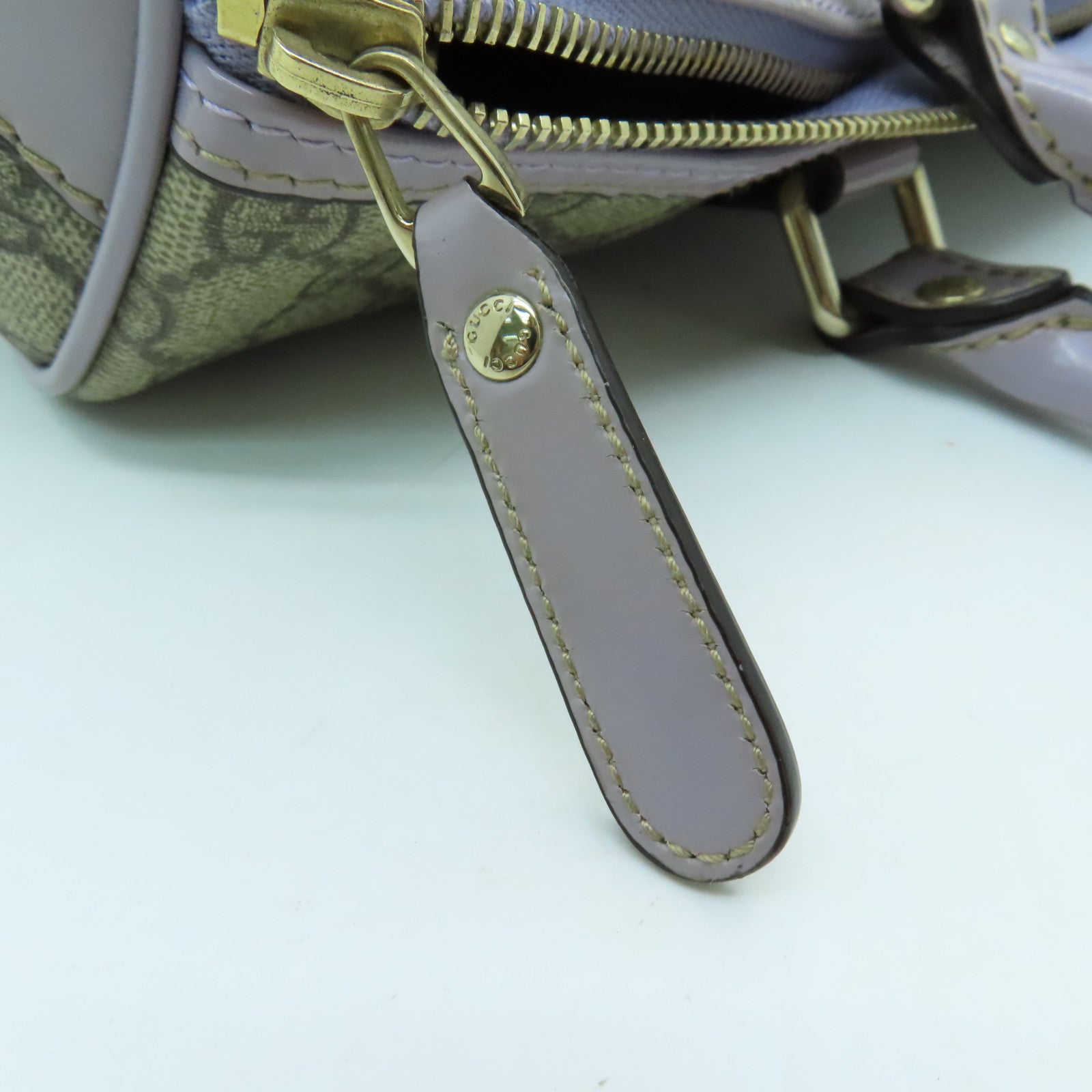 GUCCI PVC Hand Bag金扣波士頓包灰色/紫色