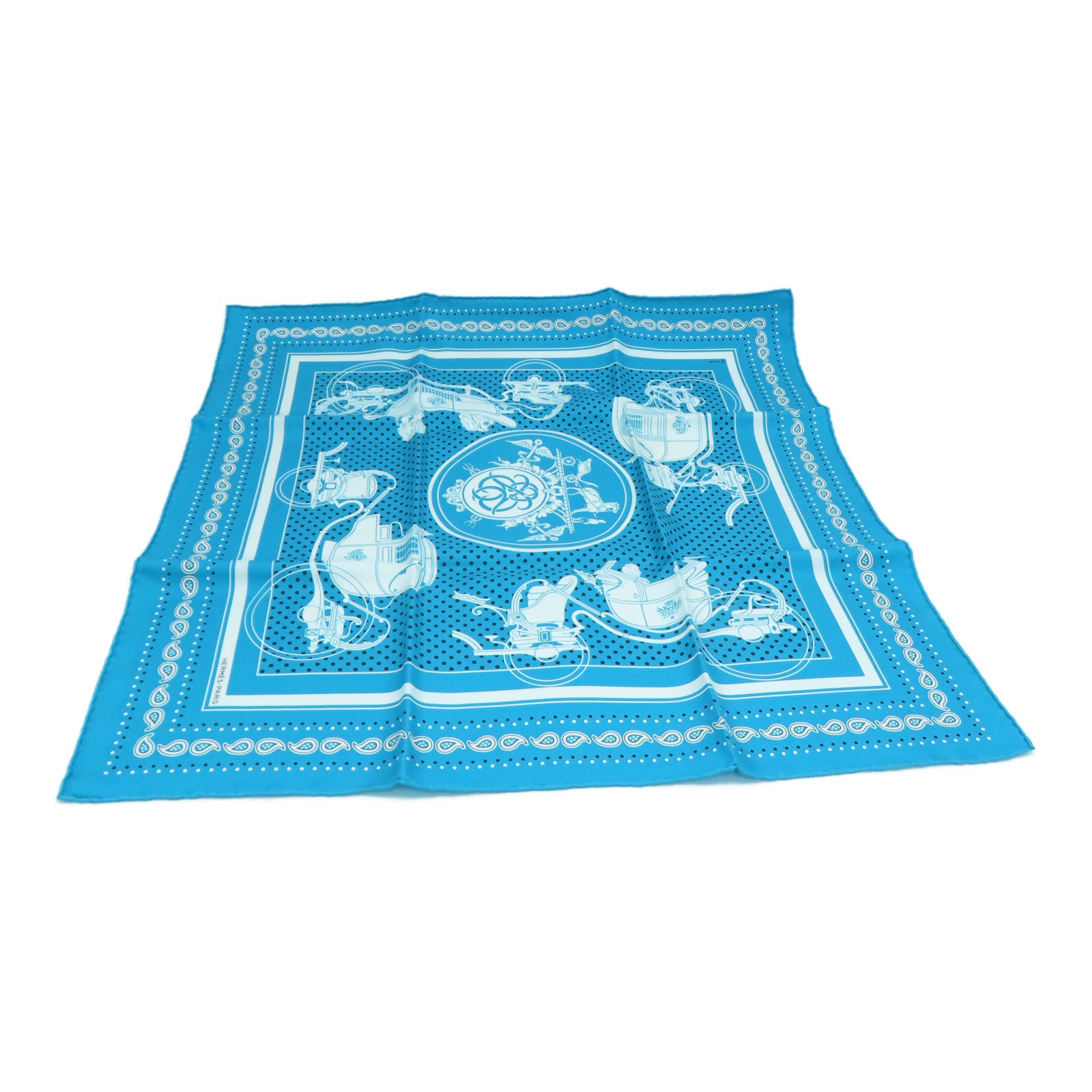 HERMES 絲質Scarf 55絲巾藍色