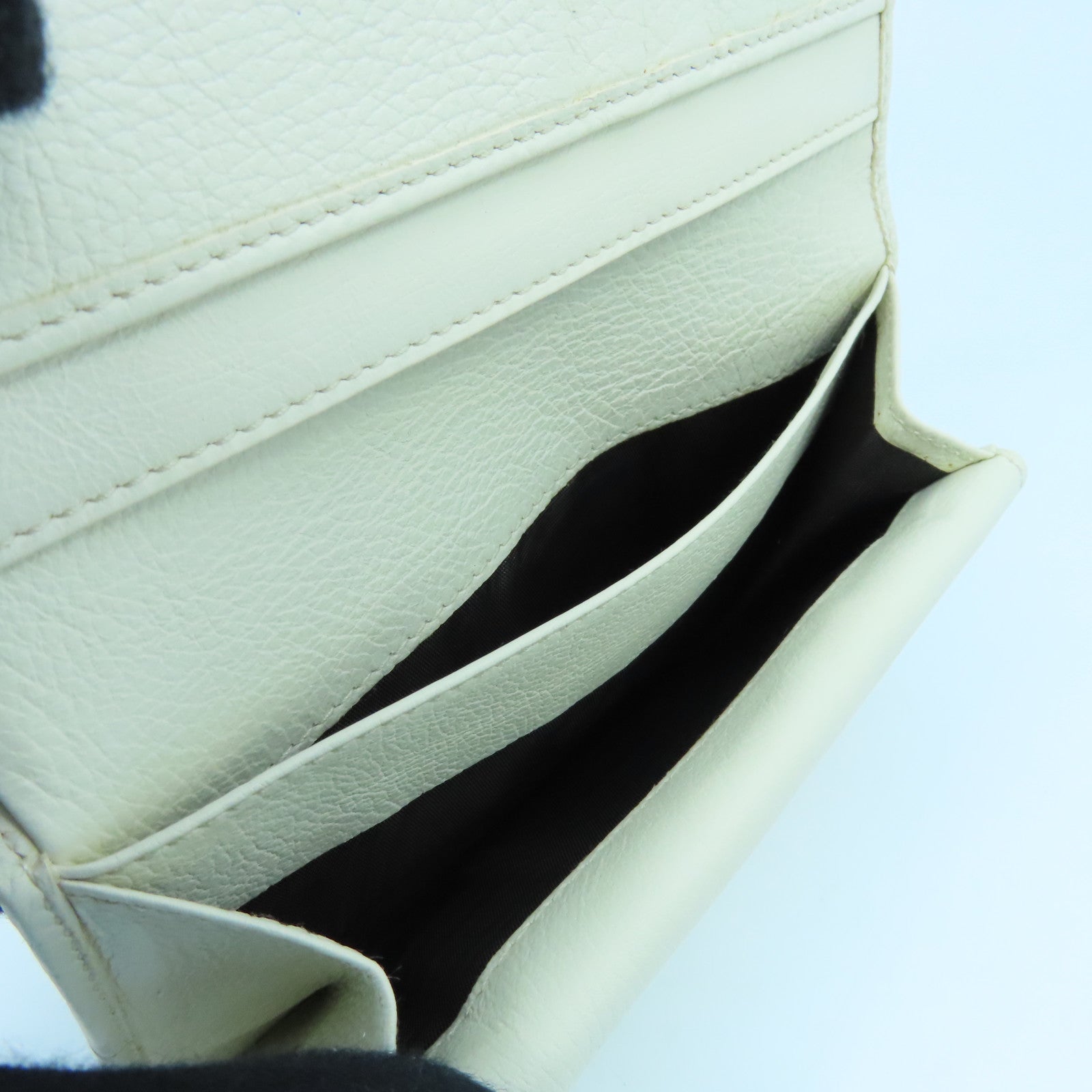 SAINT LAURENT 帆布Wallet金扣钱包米色/白色