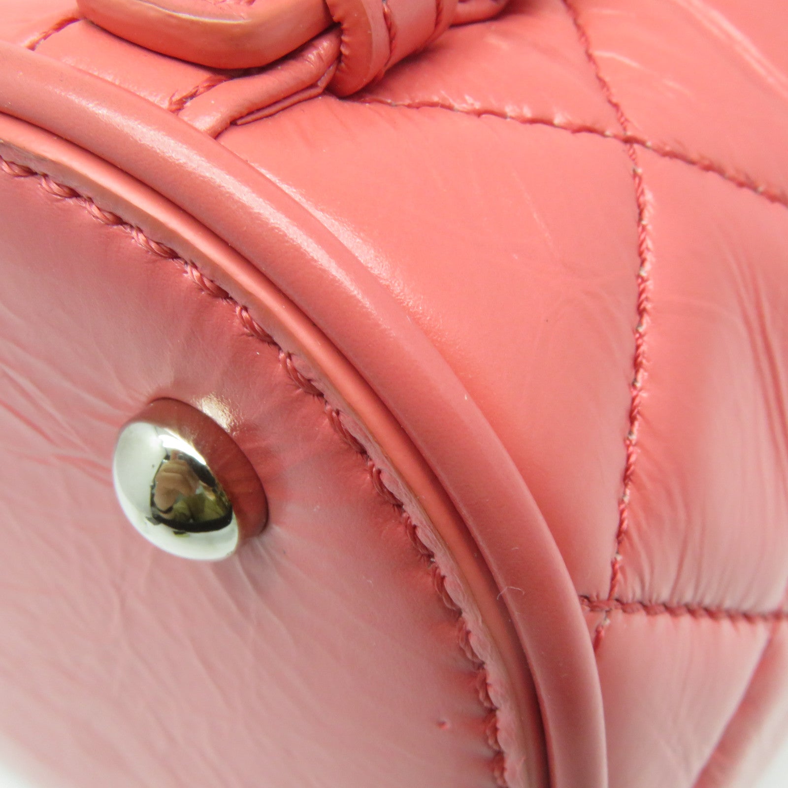 CHANEL 菱格牛皮皮革/PVC Backpack银扣背包粉红色