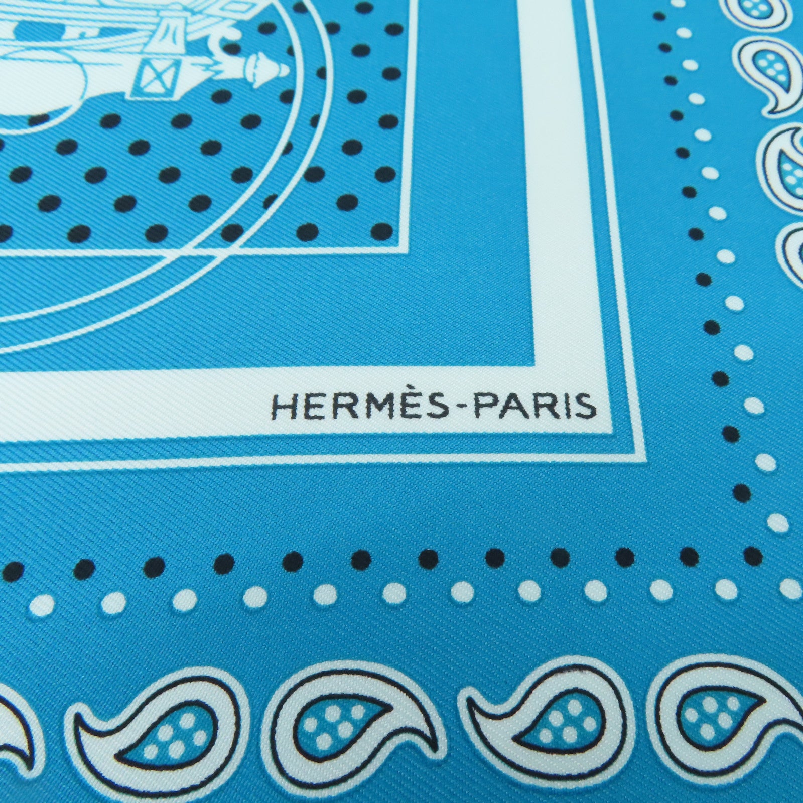 HERMES 絲質Scarf 55絲巾藍色
