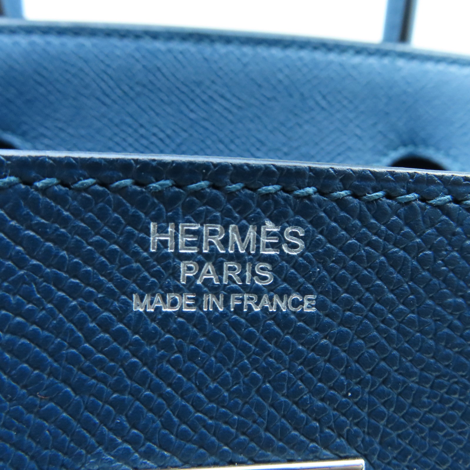HERMES Epsom皮革Birkin 30銀扣手挽袋鴨子藍