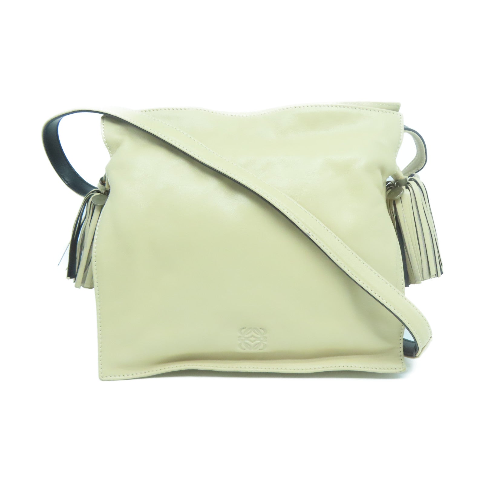 LOEWE 【激減優惠】牛皮皮革Shoulder Bag銀扣肩背袋杏色