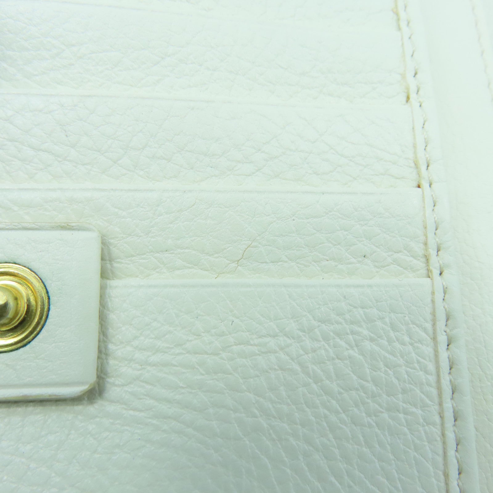 SAINT LAURENT 帆布Wallet金扣钱包米色/白色