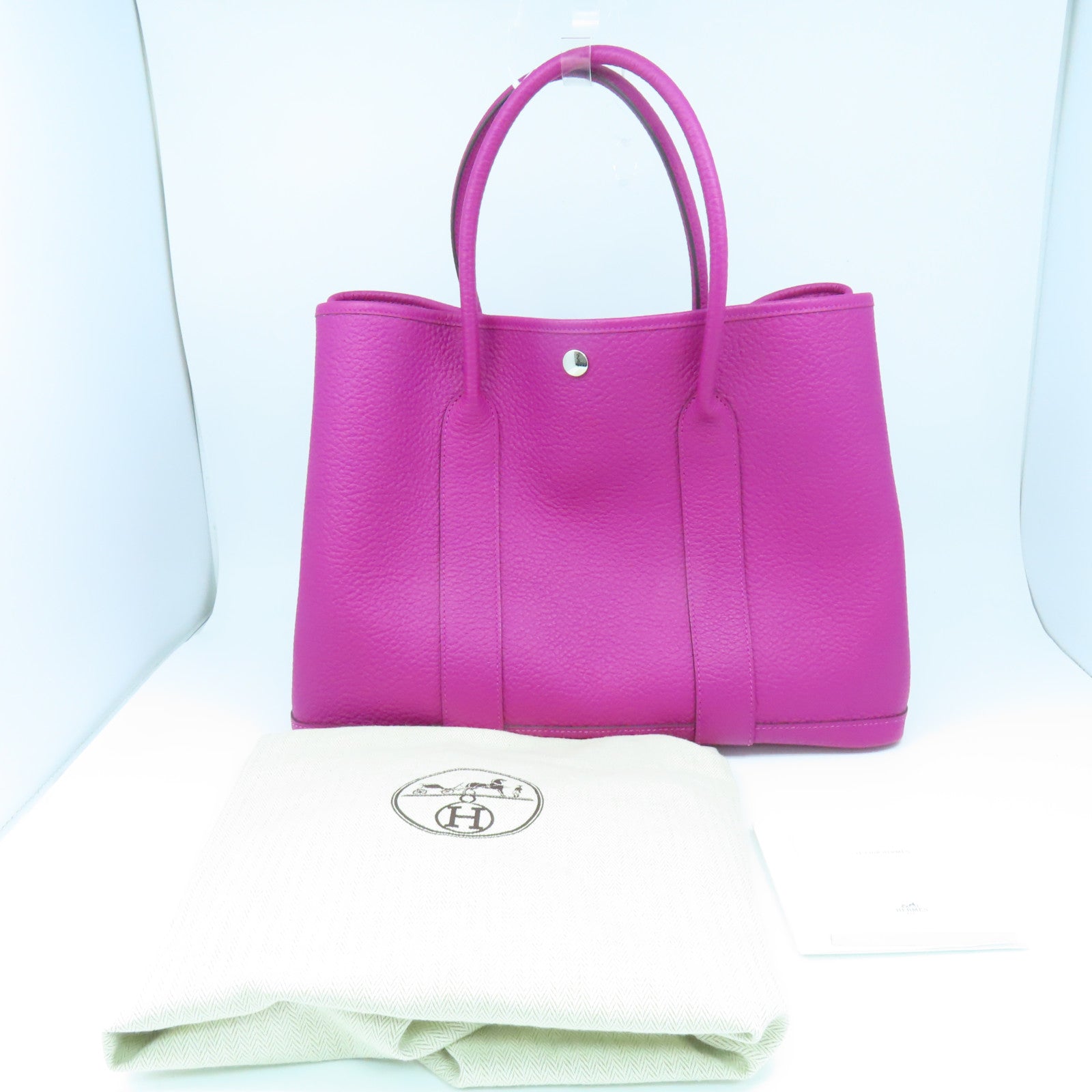 HERMES Negonda Leather Garden Party PM Silver Buckle Handle Purple