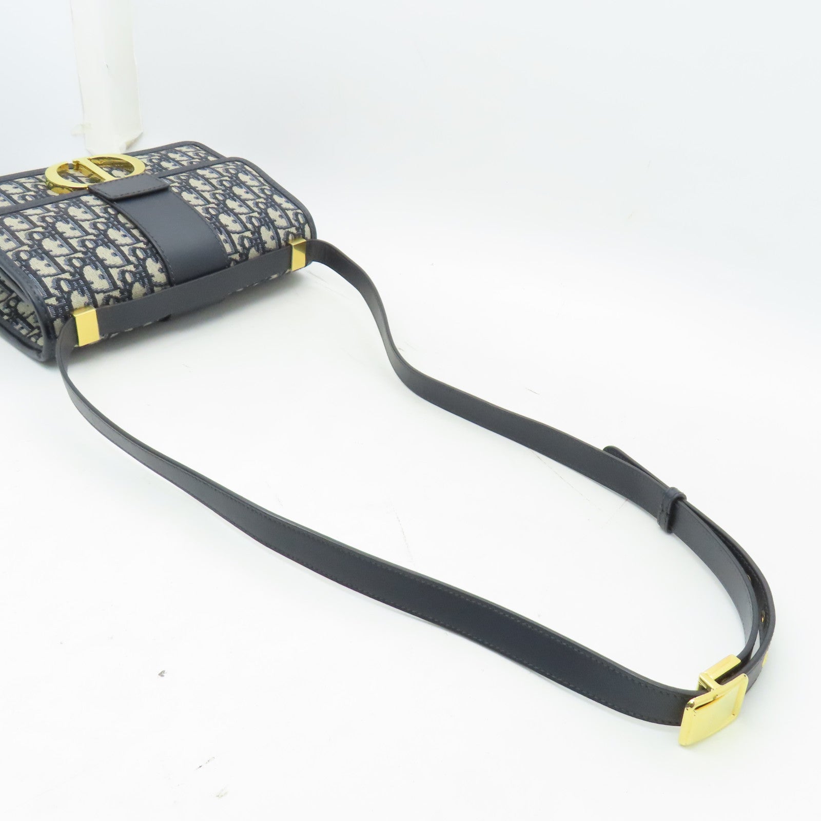 Dior 帆布30 Montaigne金扣肩背袋藍色