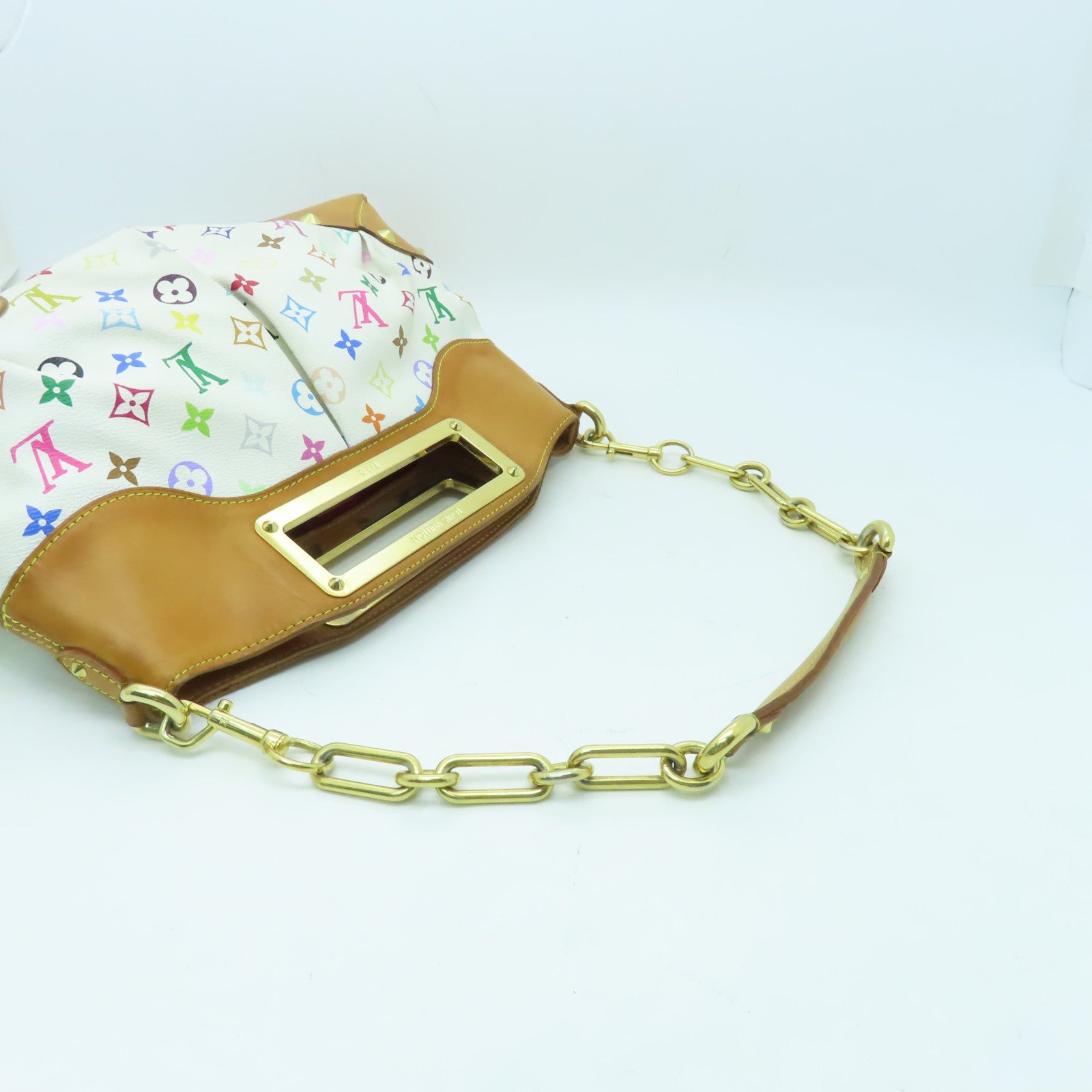 LOUIS VUITTON Monogram Multicolore Judy MM金扣手挽肩背兩用袋白色/彩色