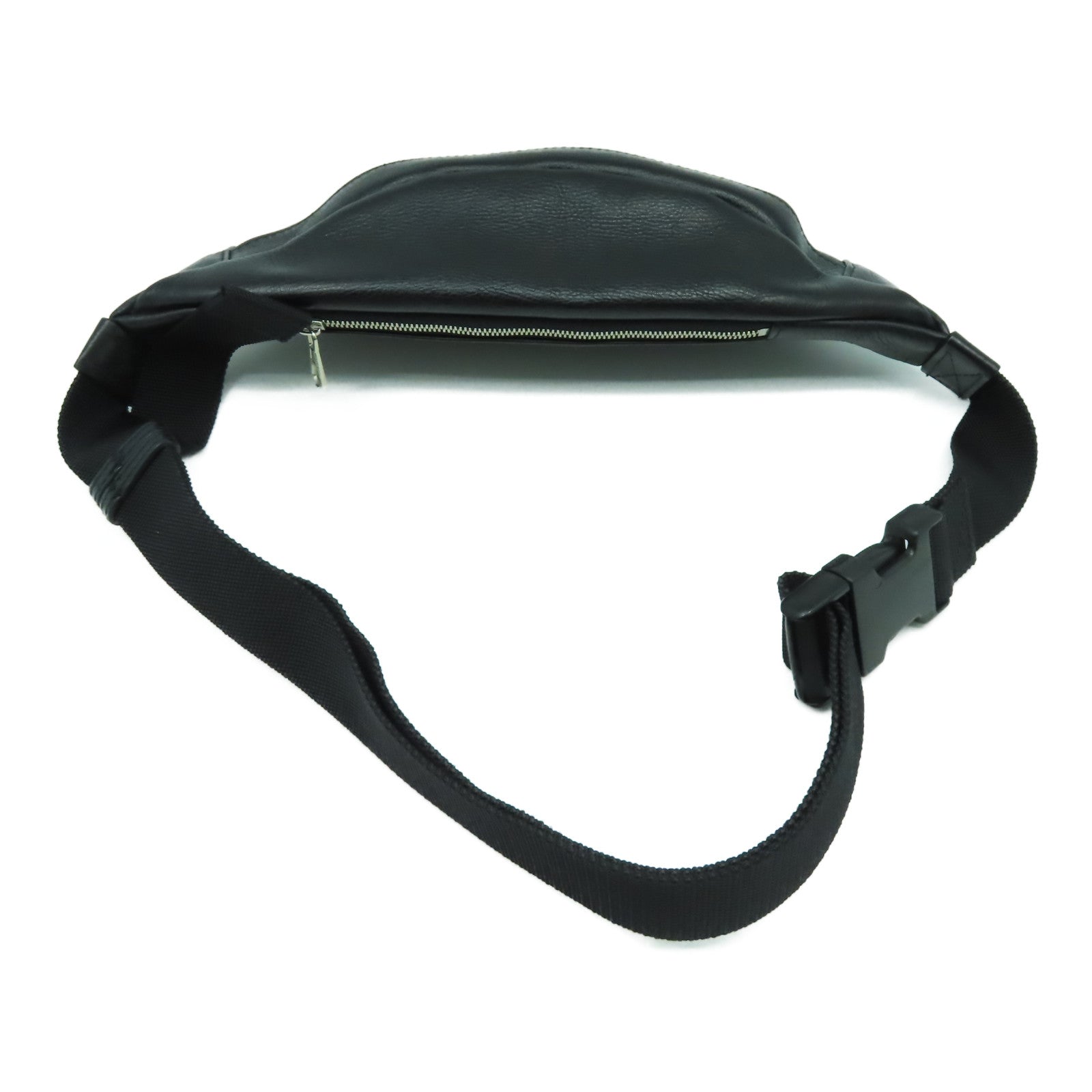 BALENCIAGA 牛皮皮革Waist Bag銀扣腰包黑色