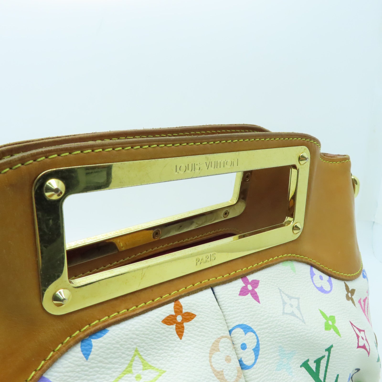 LOUIS VUITTON Monogram Multicolore Judy MM金扣手挽肩背兩用袋白色/彩色