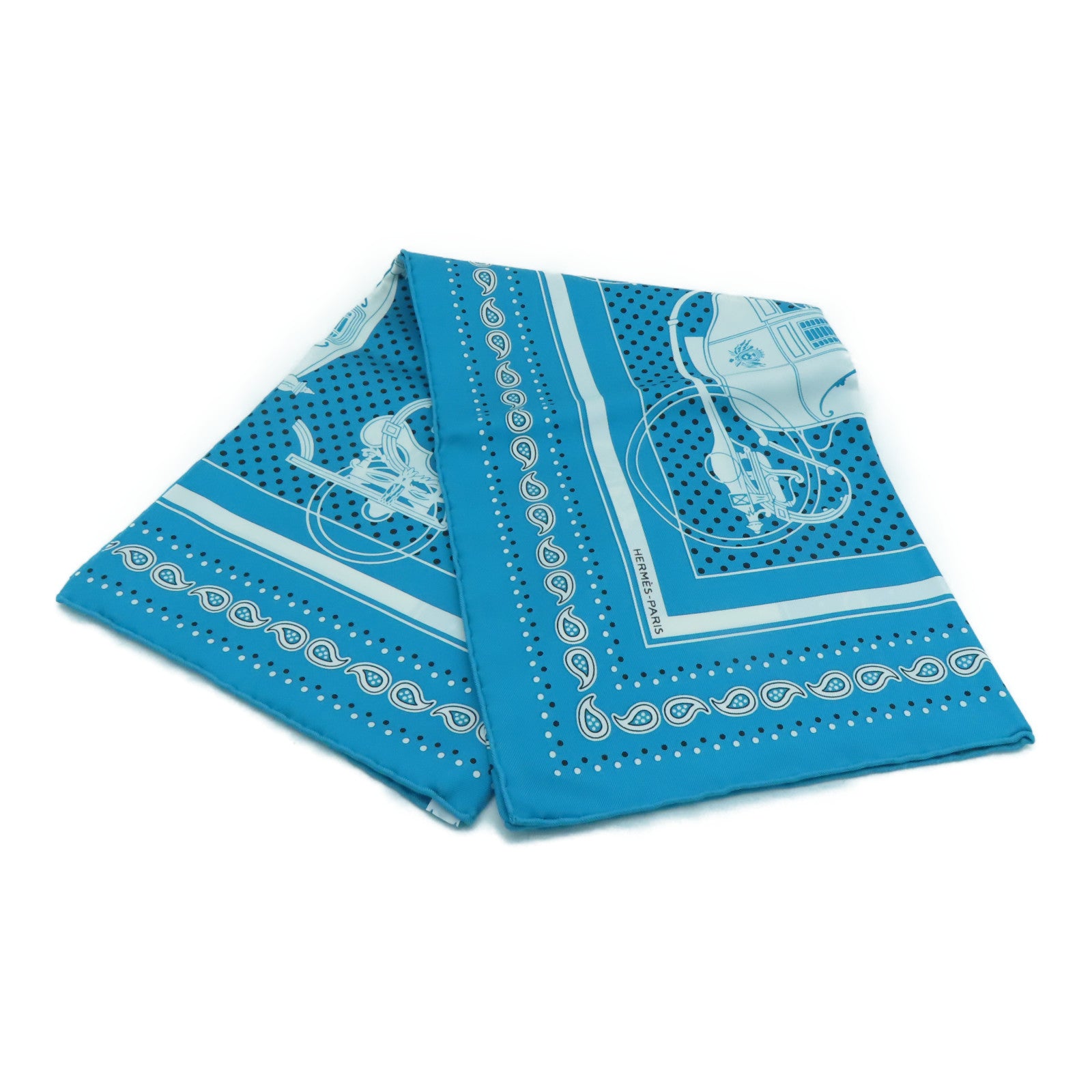 HERMES 絲質Scarf 55絲巾藍色