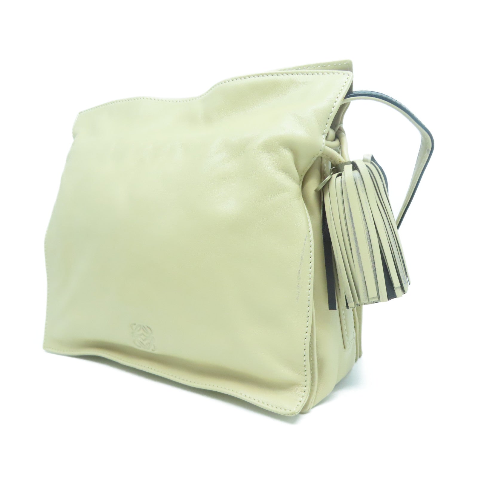 LOEWE 【激減優惠】牛皮皮革Shoulder Bag銀扣肩背袋杏色