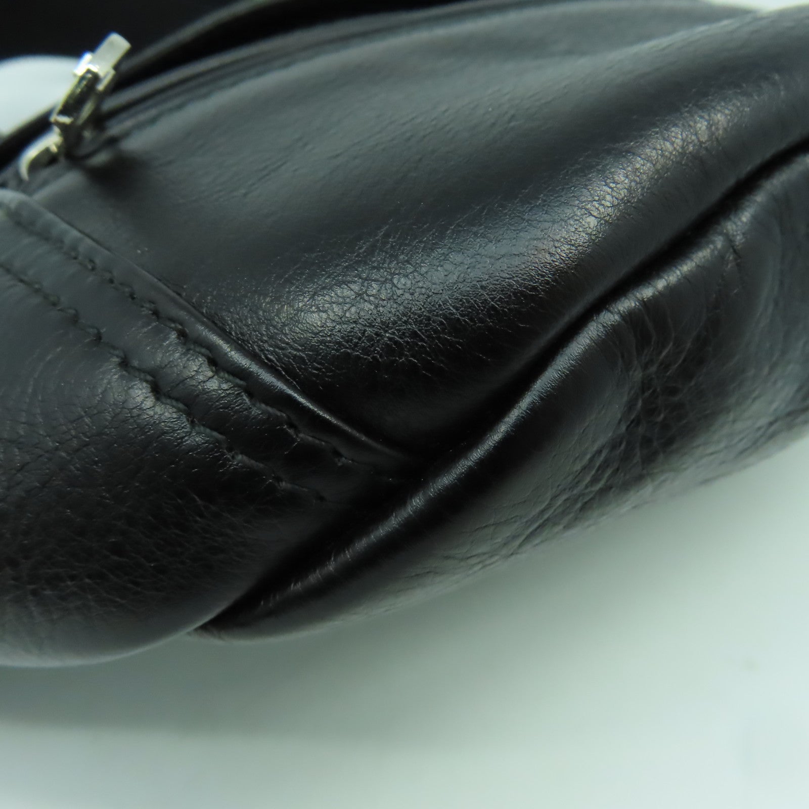 BALENCIAGA 牛皮皮革Waist Bag銀扣腰包黑色