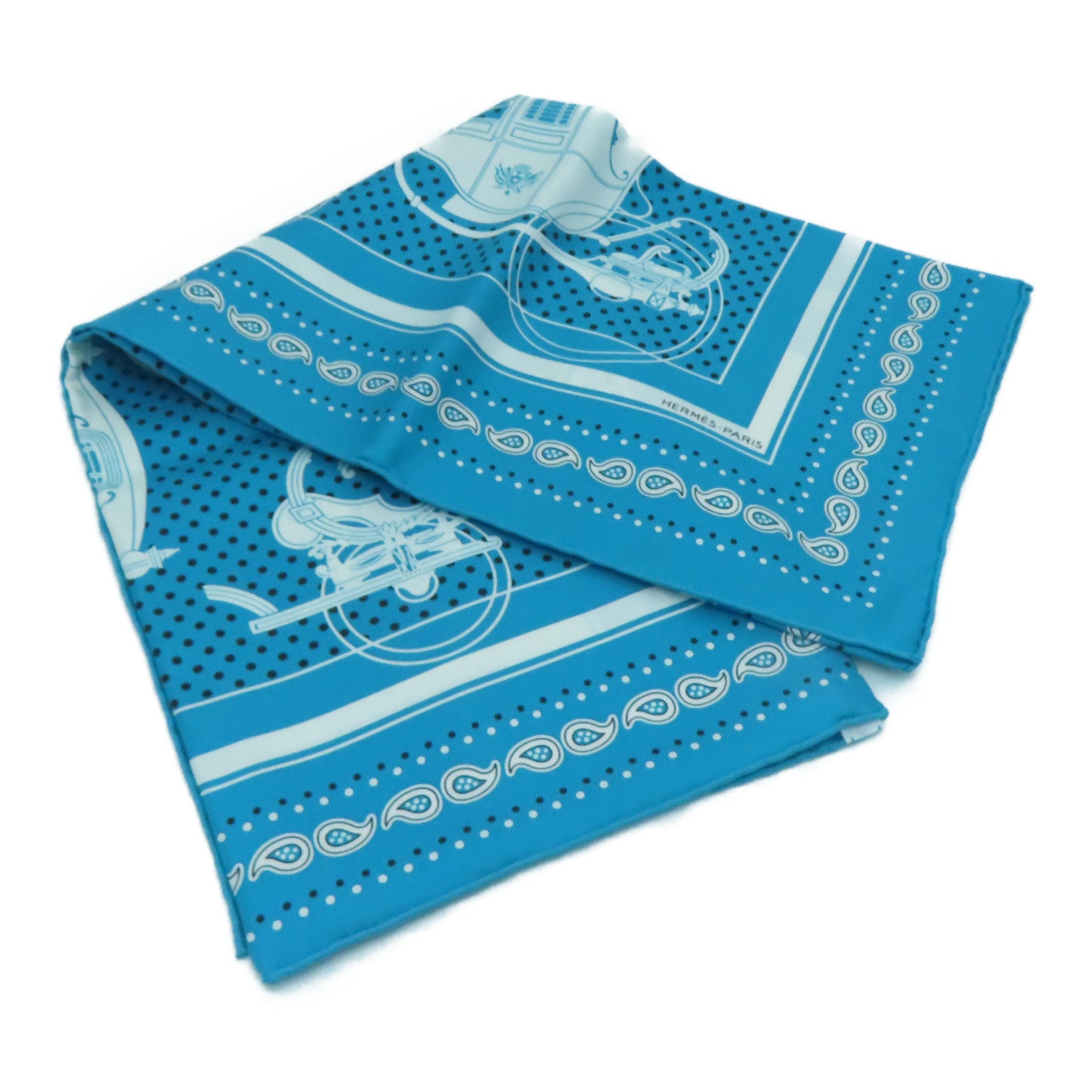 HERMES 絲質Scarf 55絲巾藍色