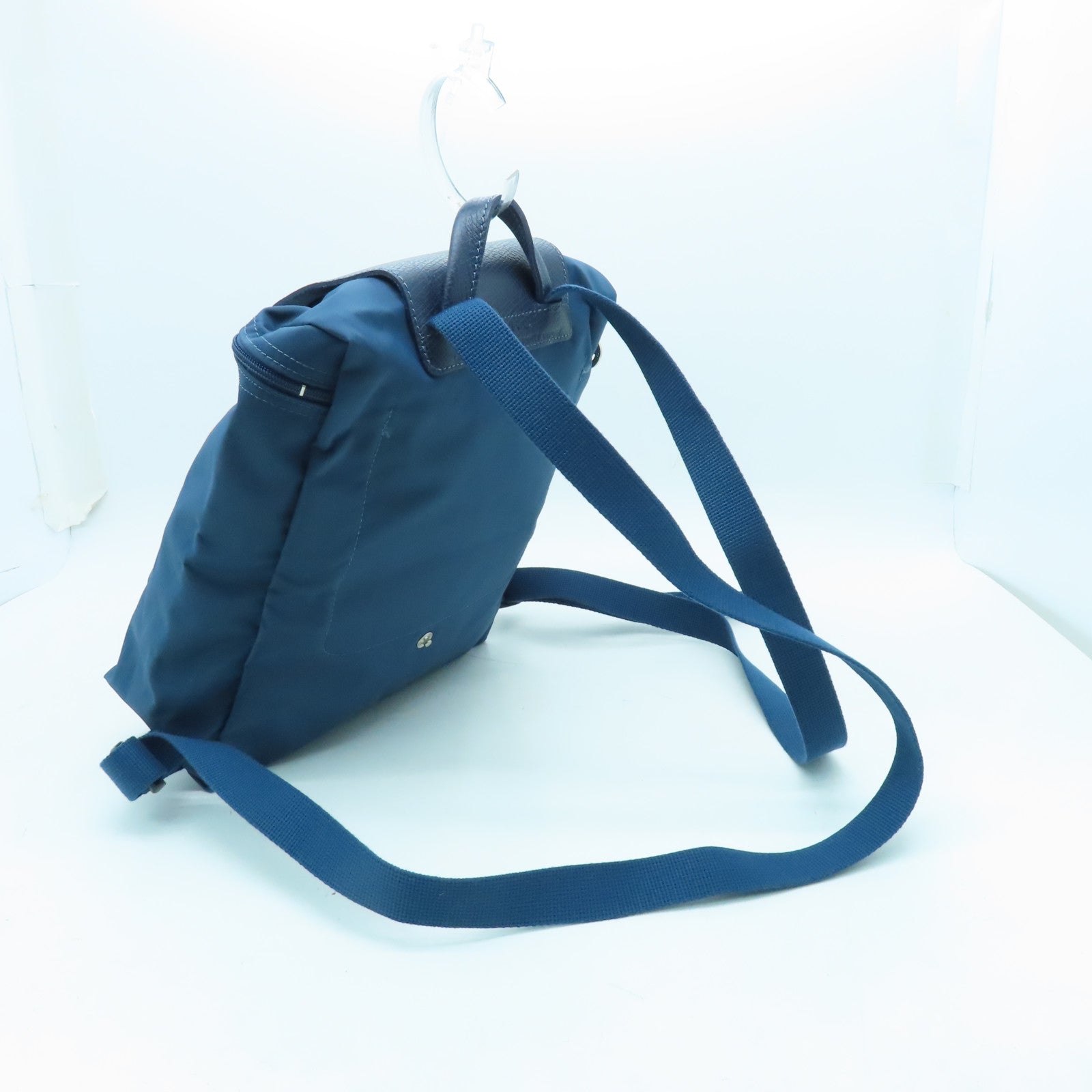 Longchamp Nylon Backpack Silver Buckle Backpack Blue
