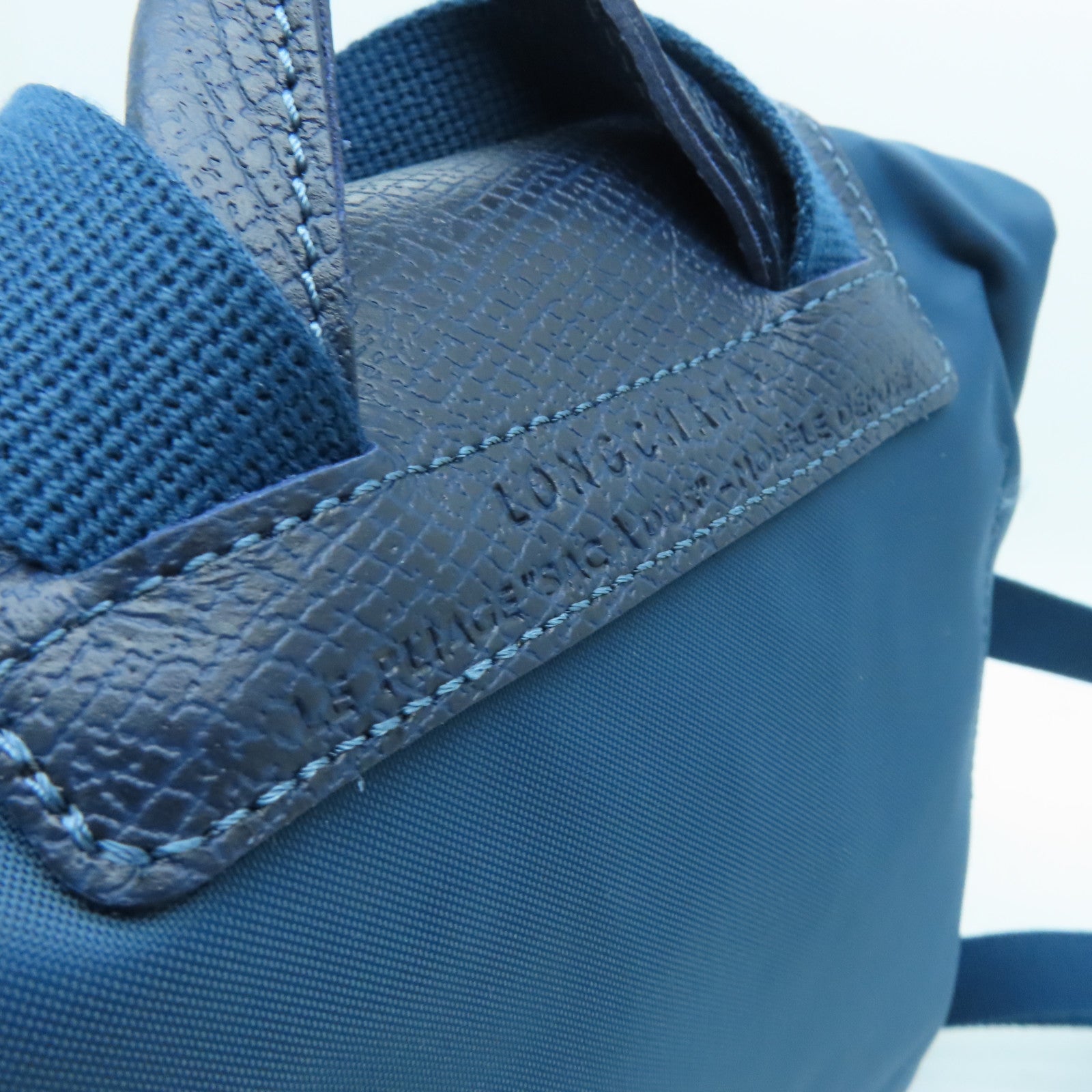 Longchamp Nylon Backpack Silver Buckle Backpack Blue