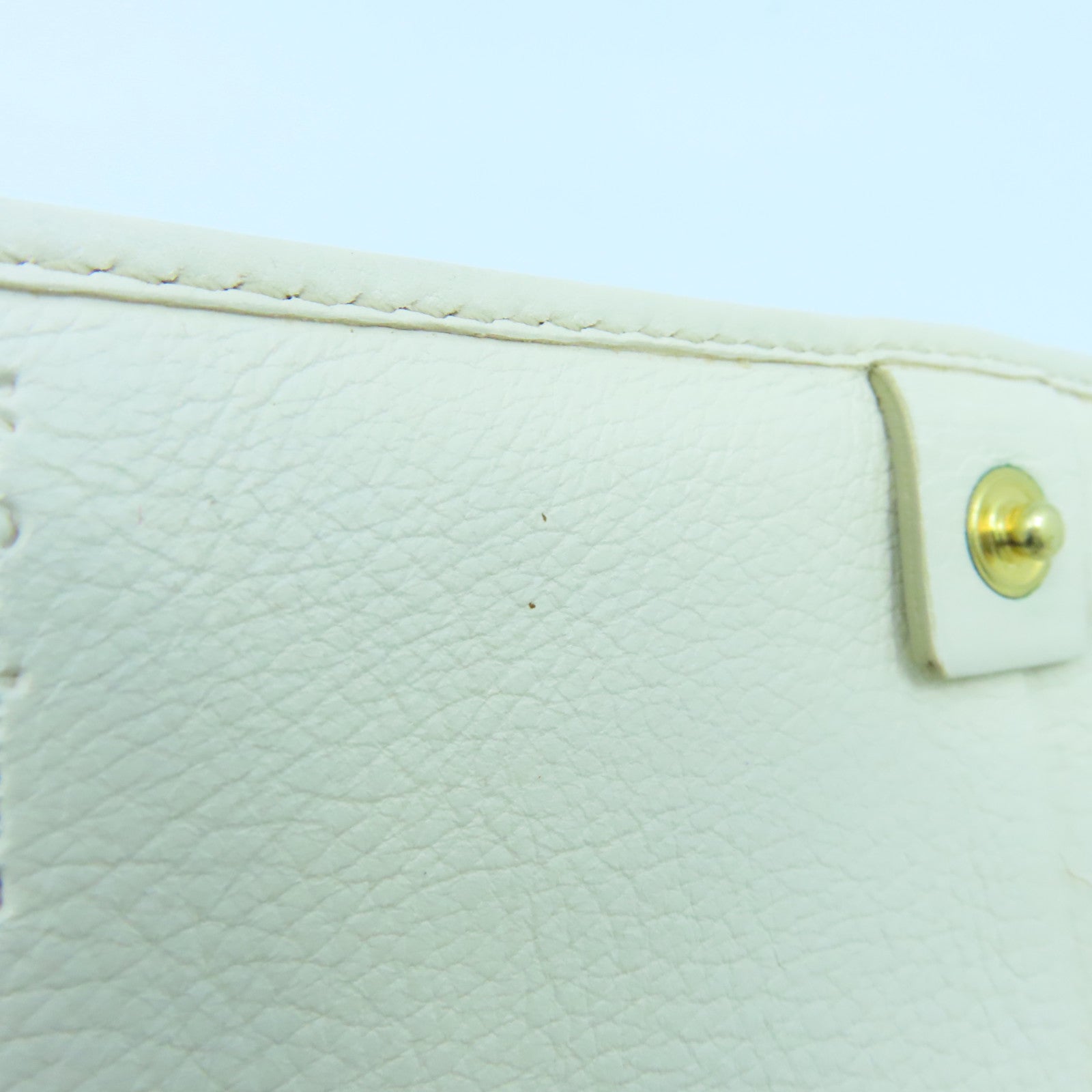 SAINT LAURENT 帆布Wallet金扣钱包米色/白色