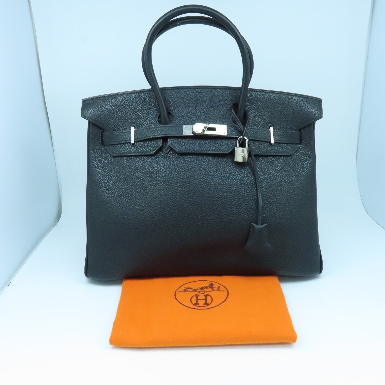 HERMES Togo皮革Birkin 35銀扣手挽袋黑色