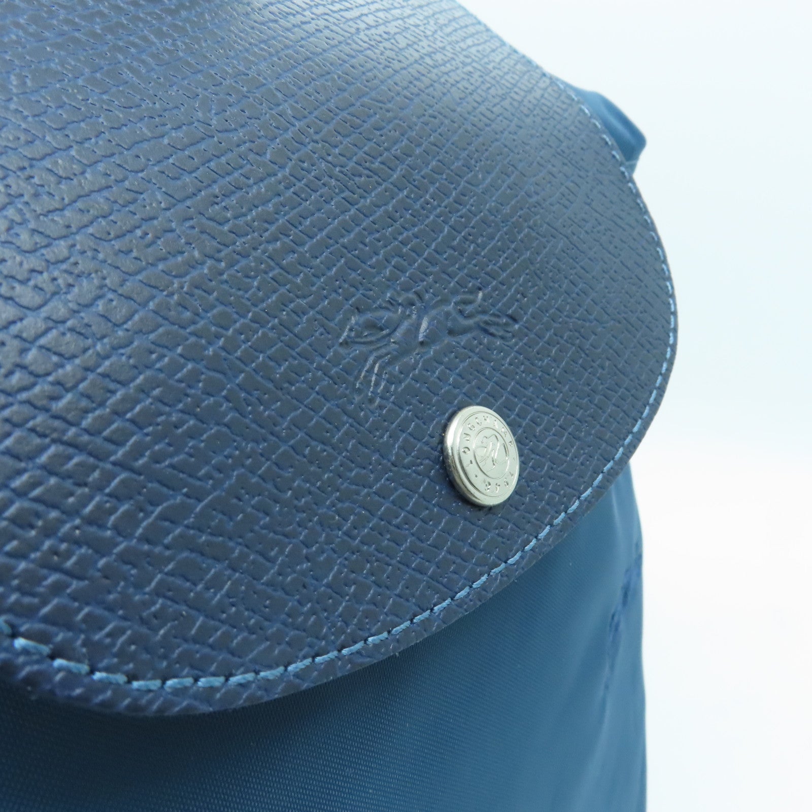 Longchamp Nylon Backpack Silver Buckle Backpack Blue