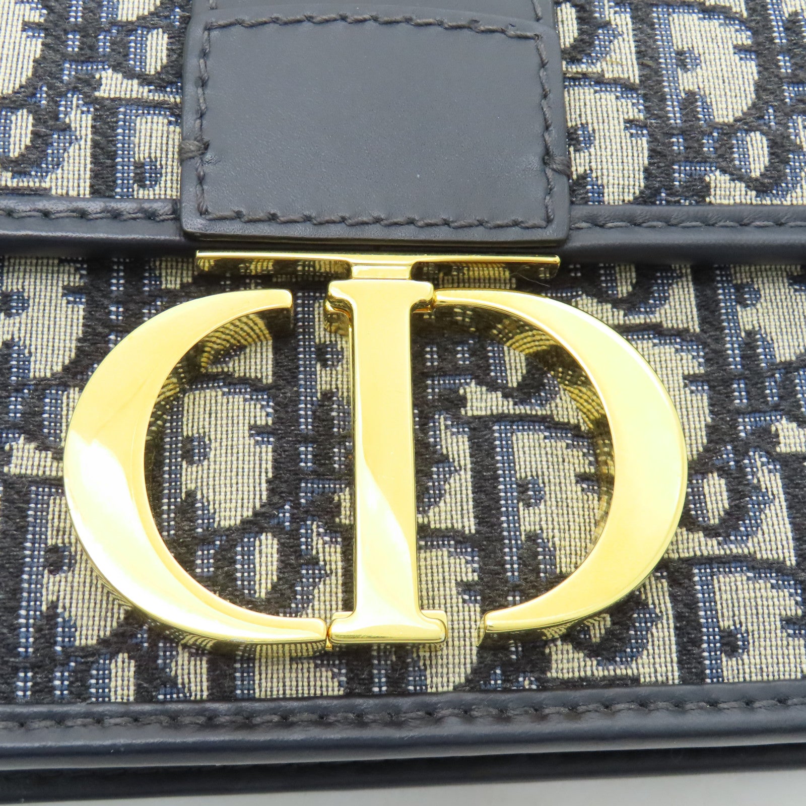 Dior 帆布30 Montaigne金扣肩背袋藍色