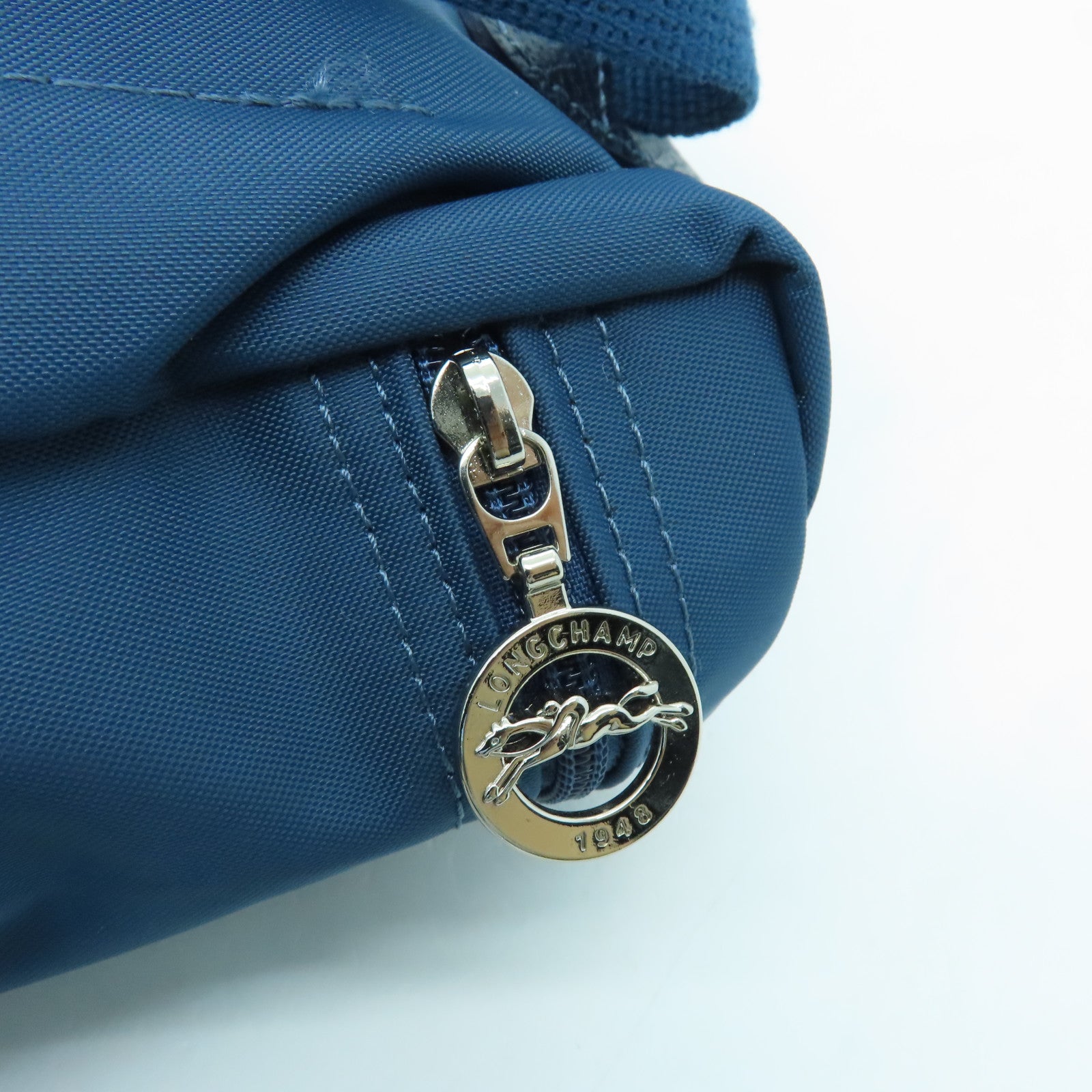 Longchamp Nylon Backpack Silver Buckle Backpack Blue