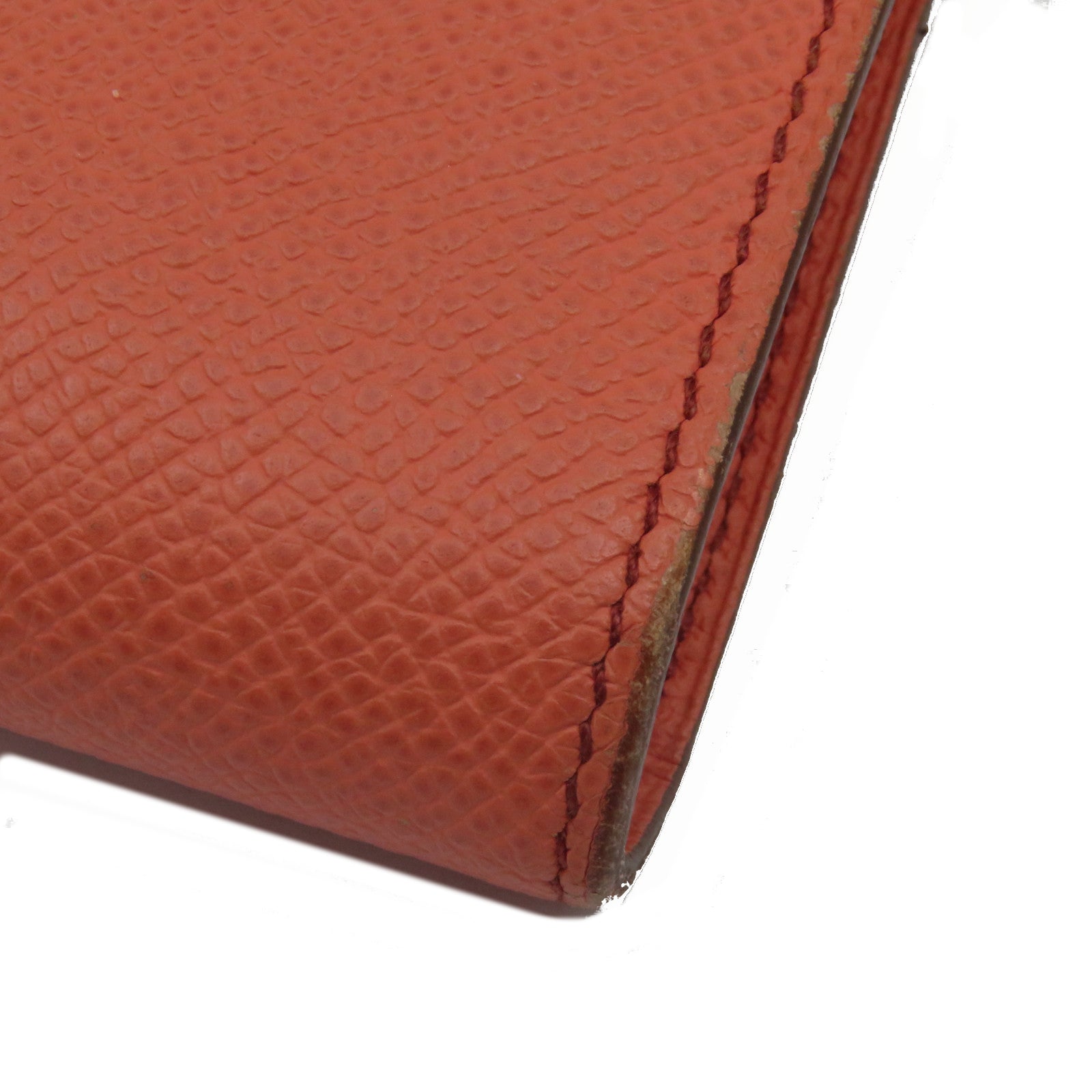 HERMES 【激減優惠】Epsom皮革Kelly Wallet銀扣長錢包紅色