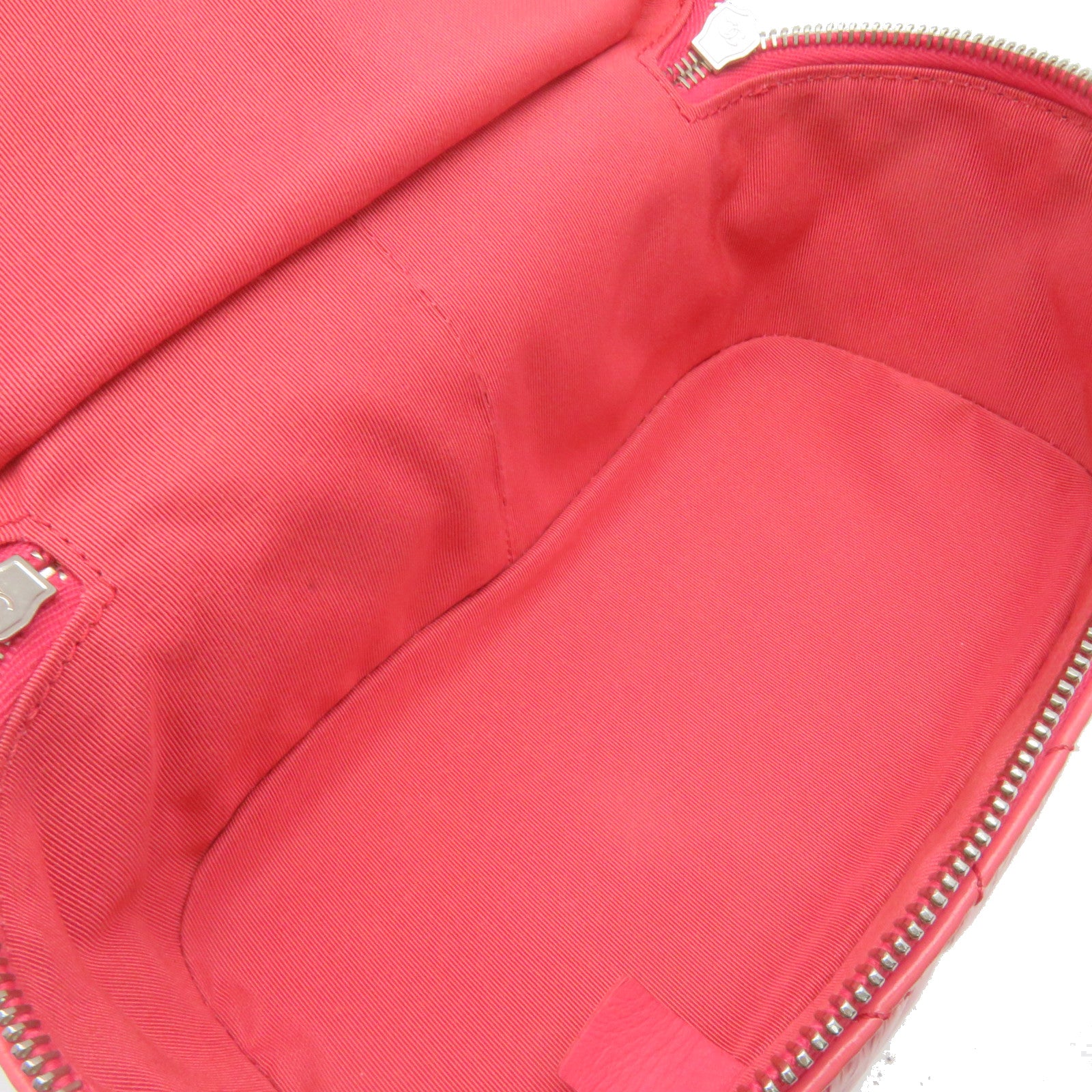 CHANEL 菱格牛皮皮革/PVC Backpack银扣背包粉红色