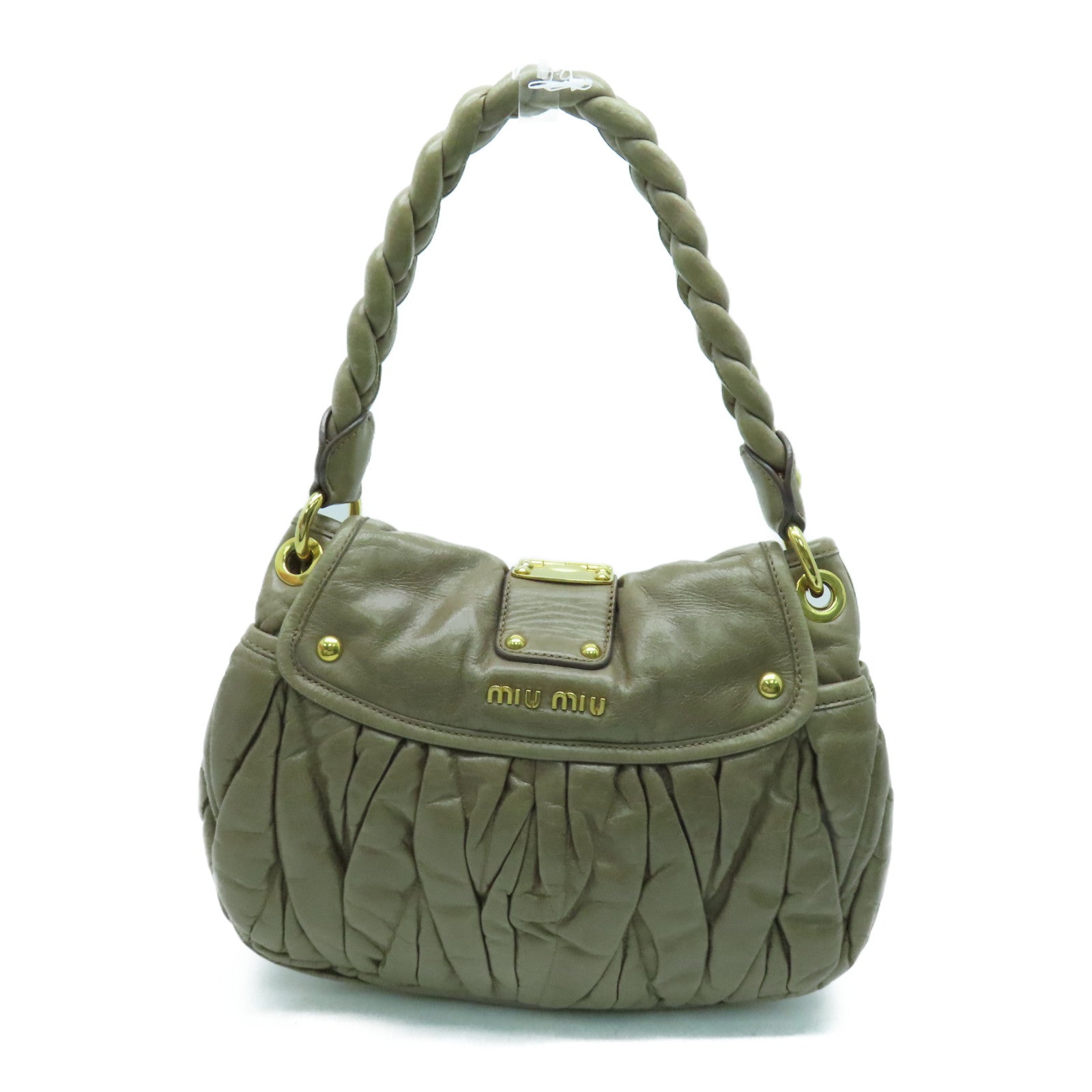 Miu Miu 牛皮皮革2way Shoulder Bag金扣手挽肩背两用袋啡色