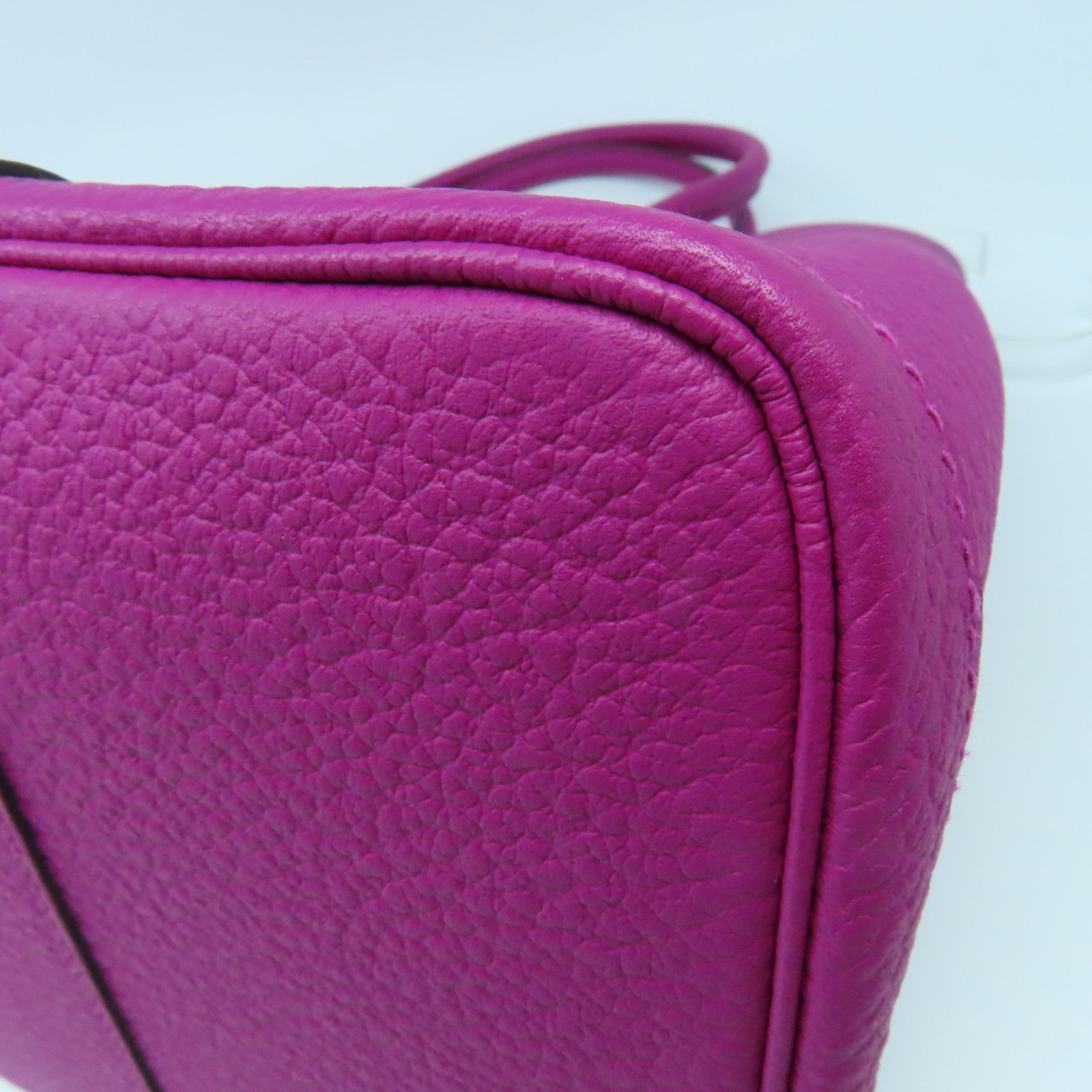 HERMES Negonda Leather Garden Party PM Silver Buckle Handle Purple