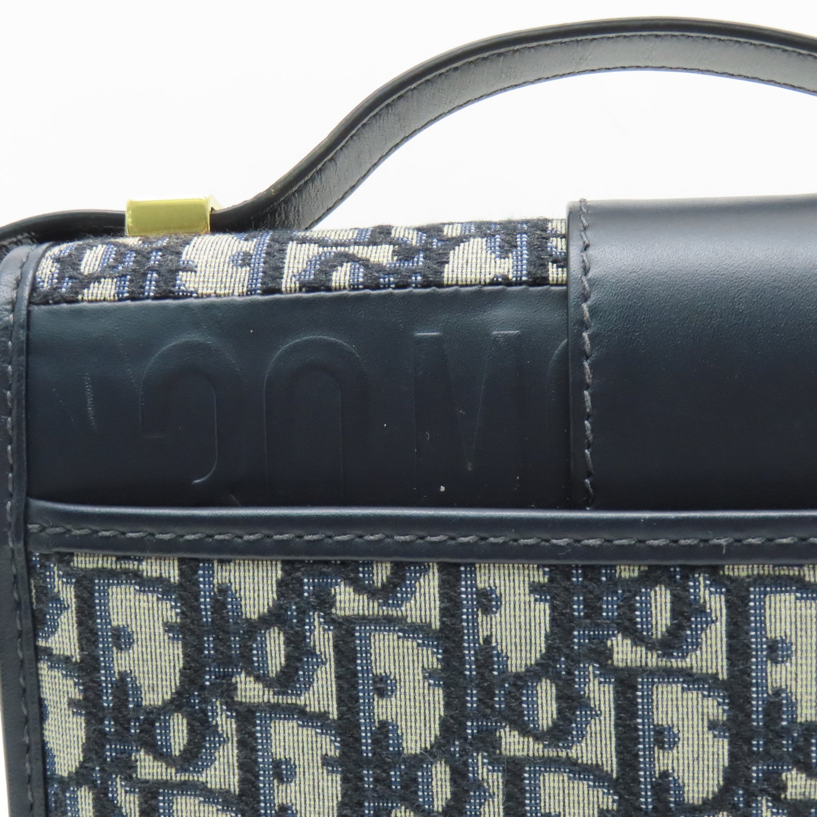 Dior 帆布30 Montaigne金扣肩背袋藍色