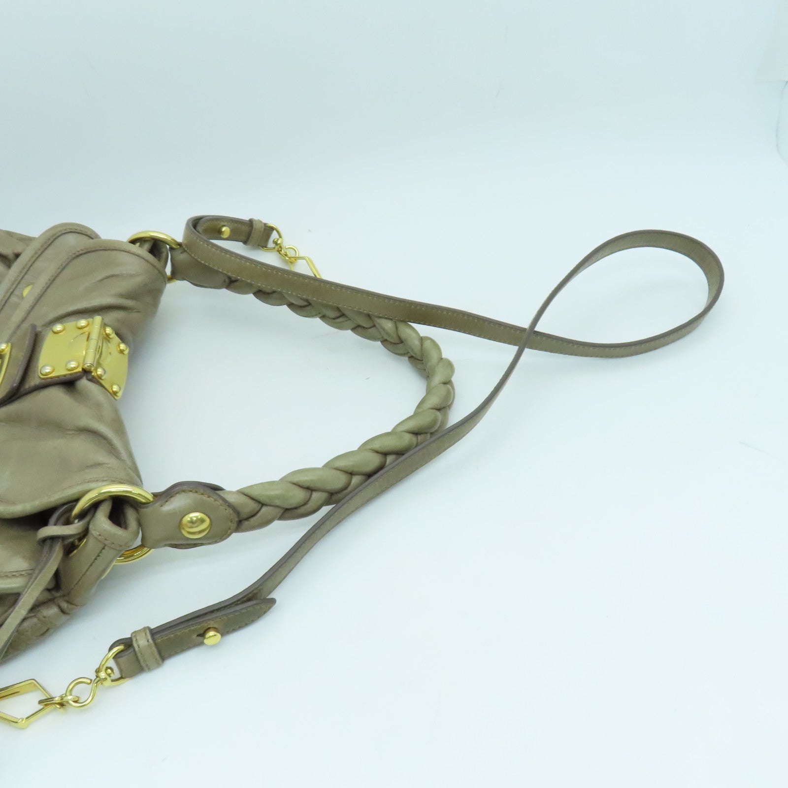 Miu Miu 牛皮皮革2way Shoulder Bag金扣手挽肩背两用袋啡色