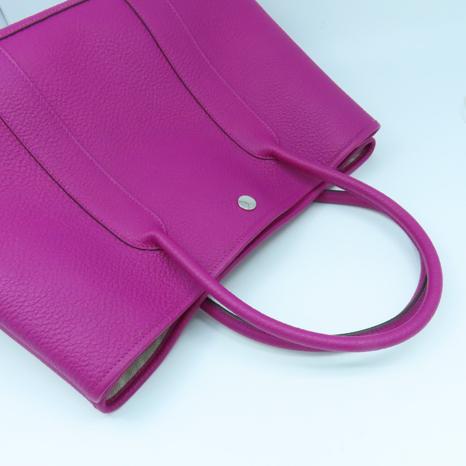 HERMES Negonda Leather Garden Party PM Silver Buckle Handle Purple