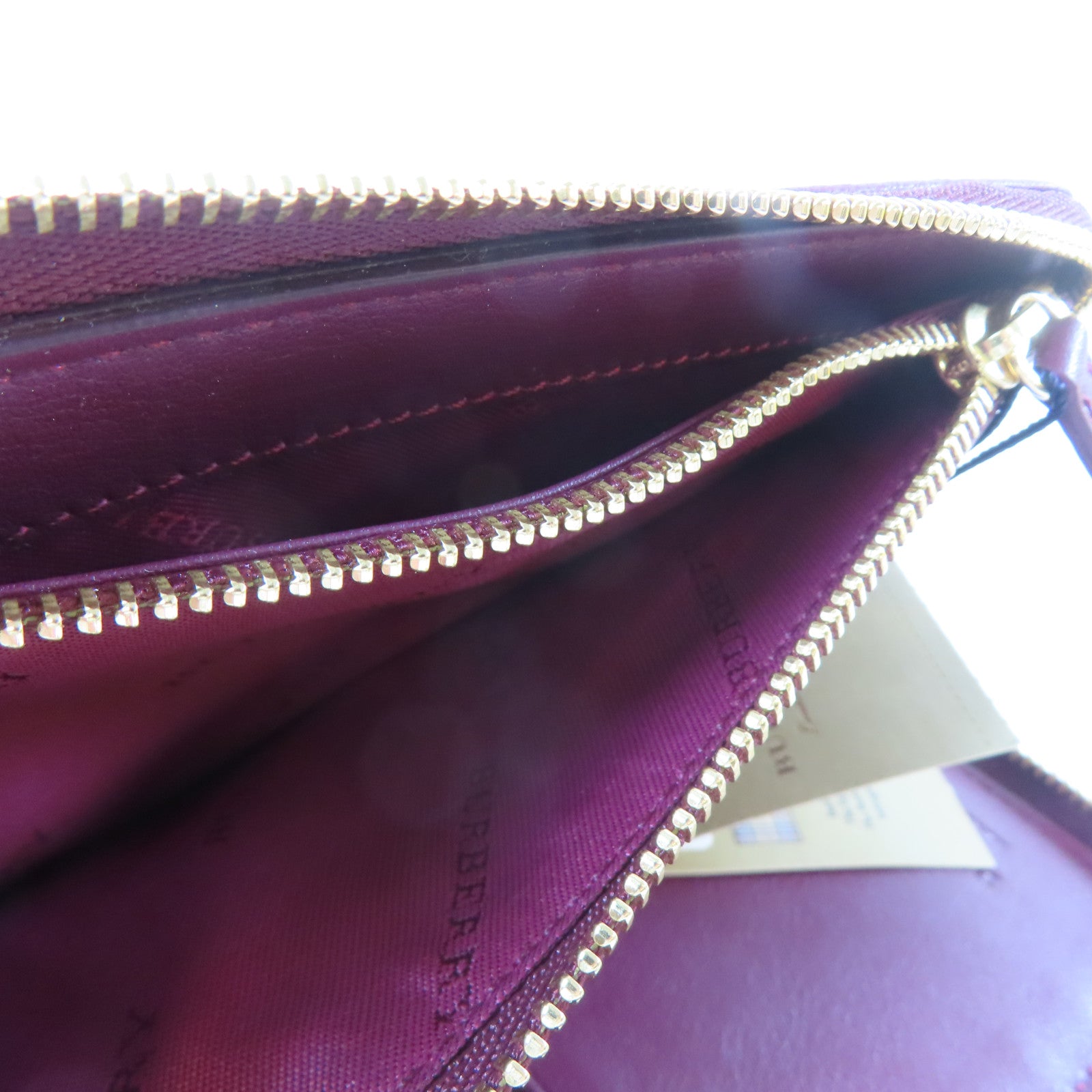 BURBERRY 皮革Wallet金扣錢包紅色/米色