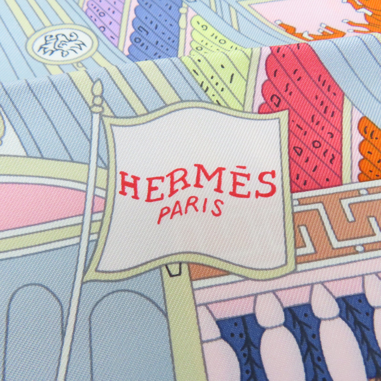 HERMES 絲質Scarf 90x90絲巾粉紅色/白色/紅色/灰色