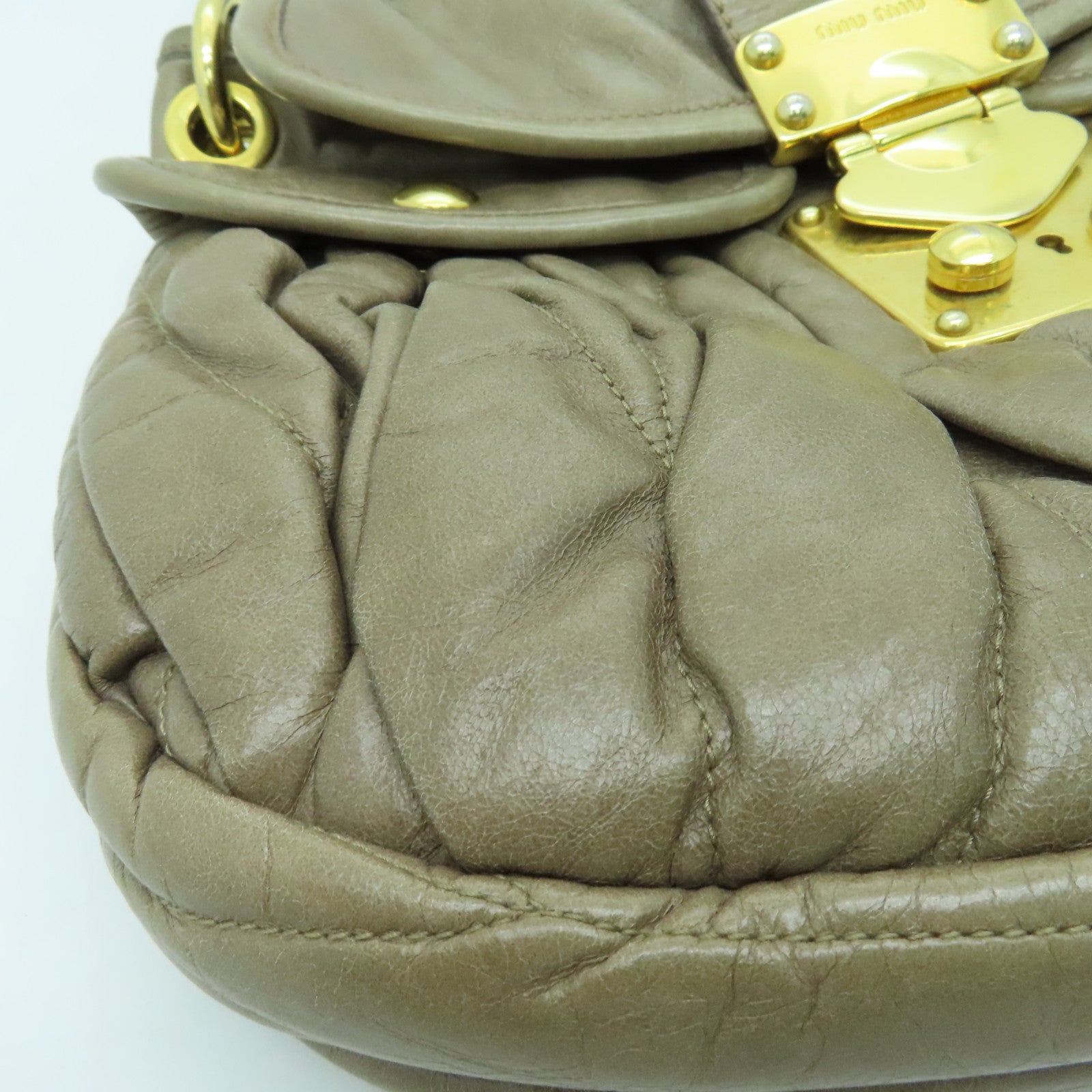 Miu Miu 牛皮皮革2way Shoulder Bag金扣手挽肩背两用袋啡色