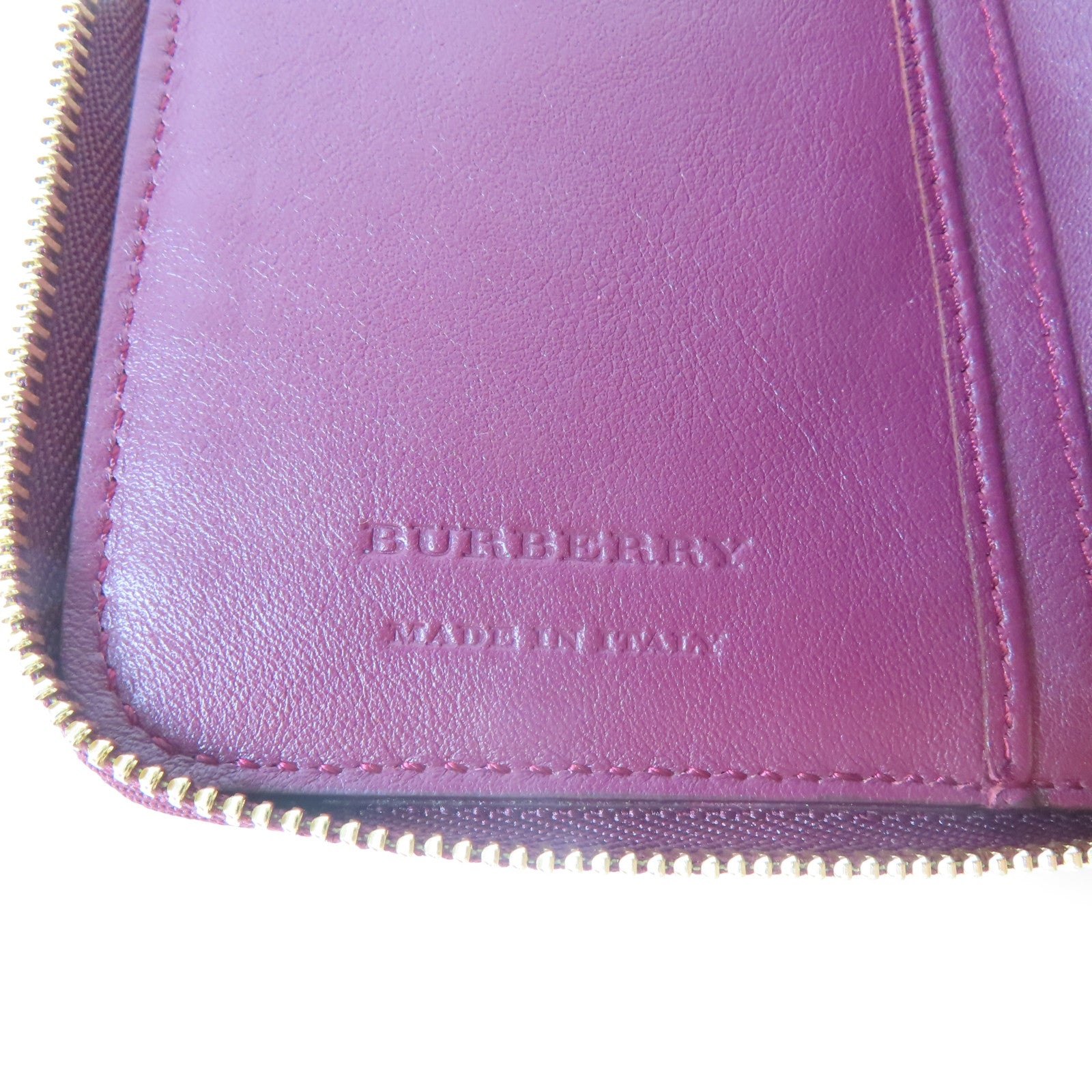 BURBERRY 皮革Wallet金扣錢包紅色/米色