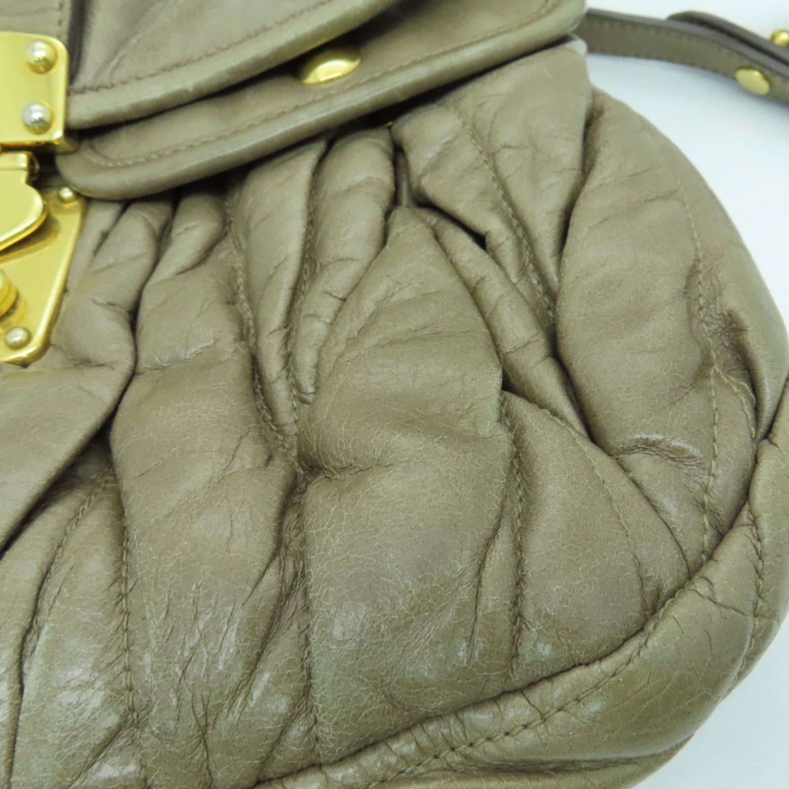 Miu Miu 牛皮皮革2way Shoulder Bag金扣手挽肩背两用袋啡色