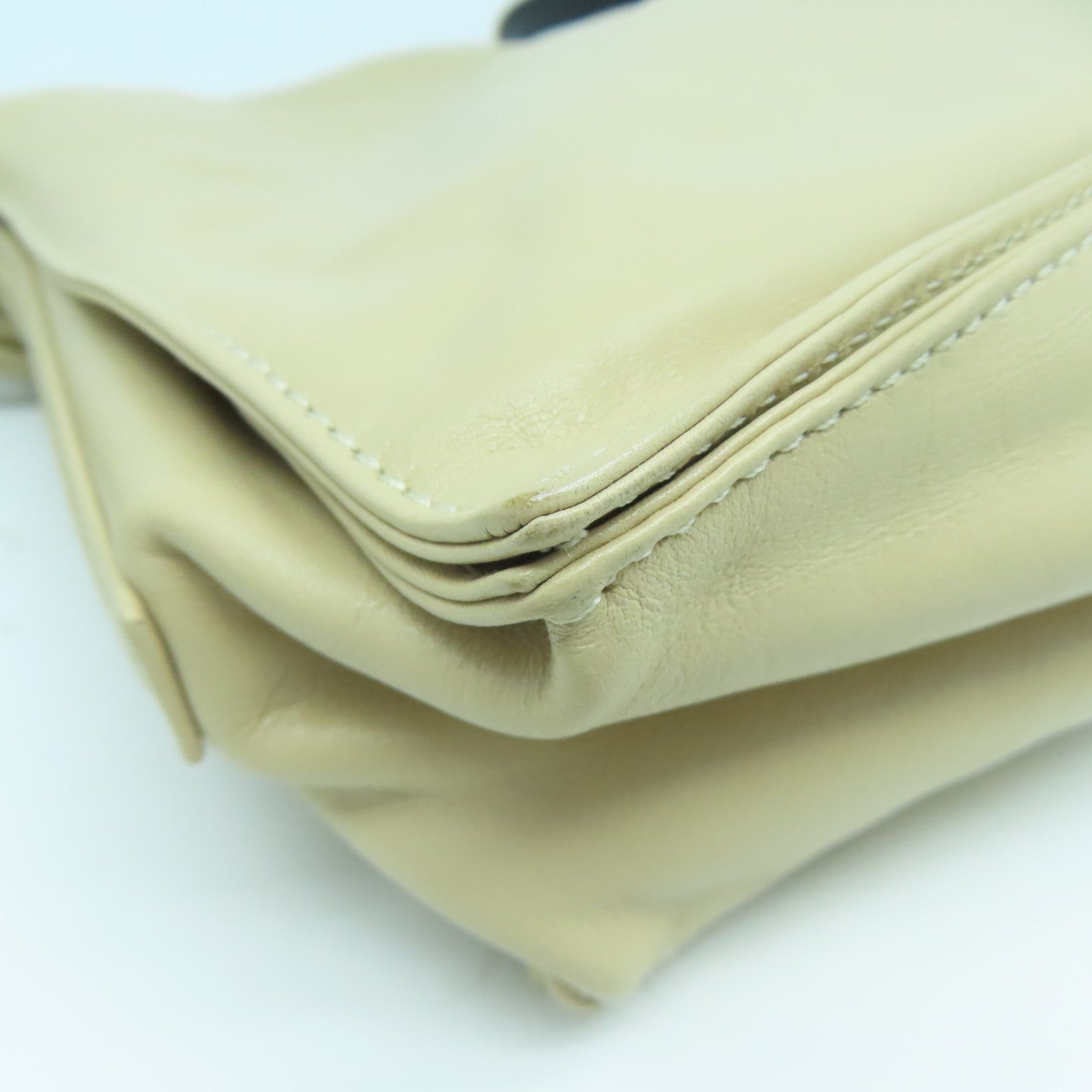 LOEWE 【激減優惠】牛皮皮革Shoulder Bag銀扣肩背袋杏色
