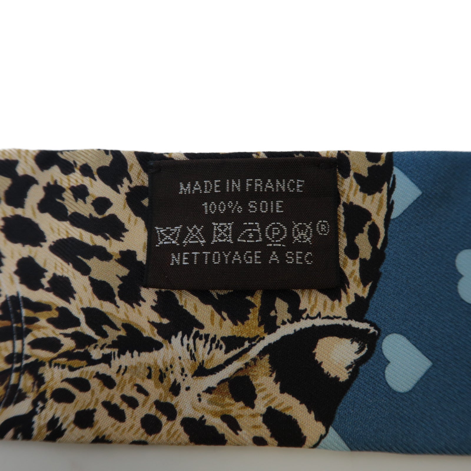 HERMES 絲質Twilly絲巾藍色
