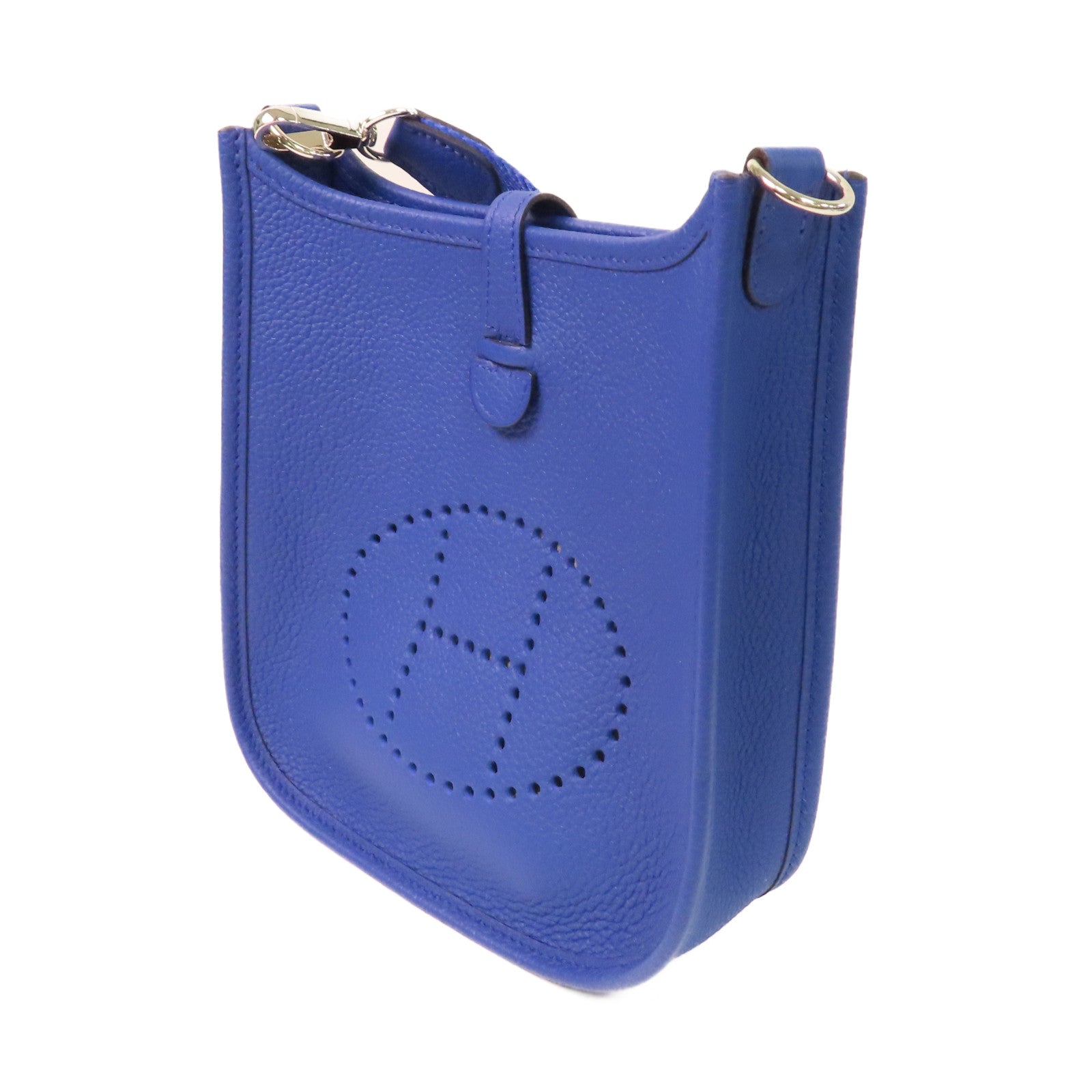 HERMES Clemence皮革Mini Evelyne 16 Shoulder Bag銀扣肩背袋Bleu Royal皇家藍色
