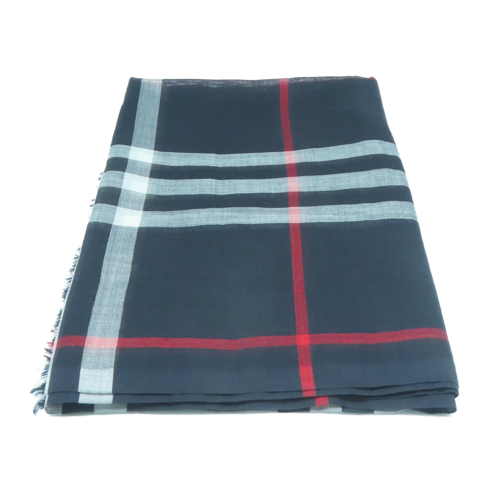 BURBERRY 羊毛/絲質Scarf圍巾深藍色