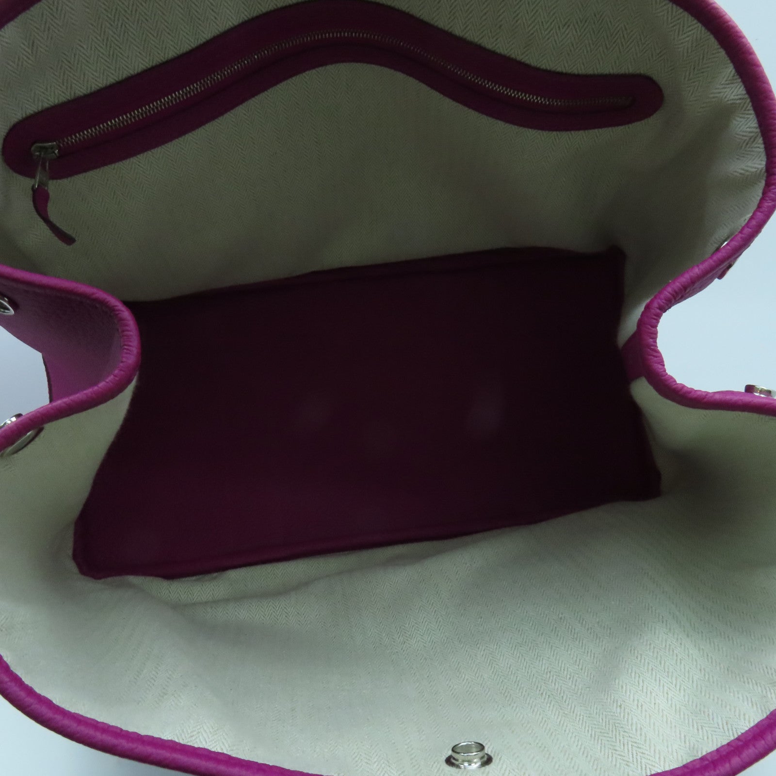 HERMES Negonda Leather Garden Party PM Silver Buckle Handle Purple
