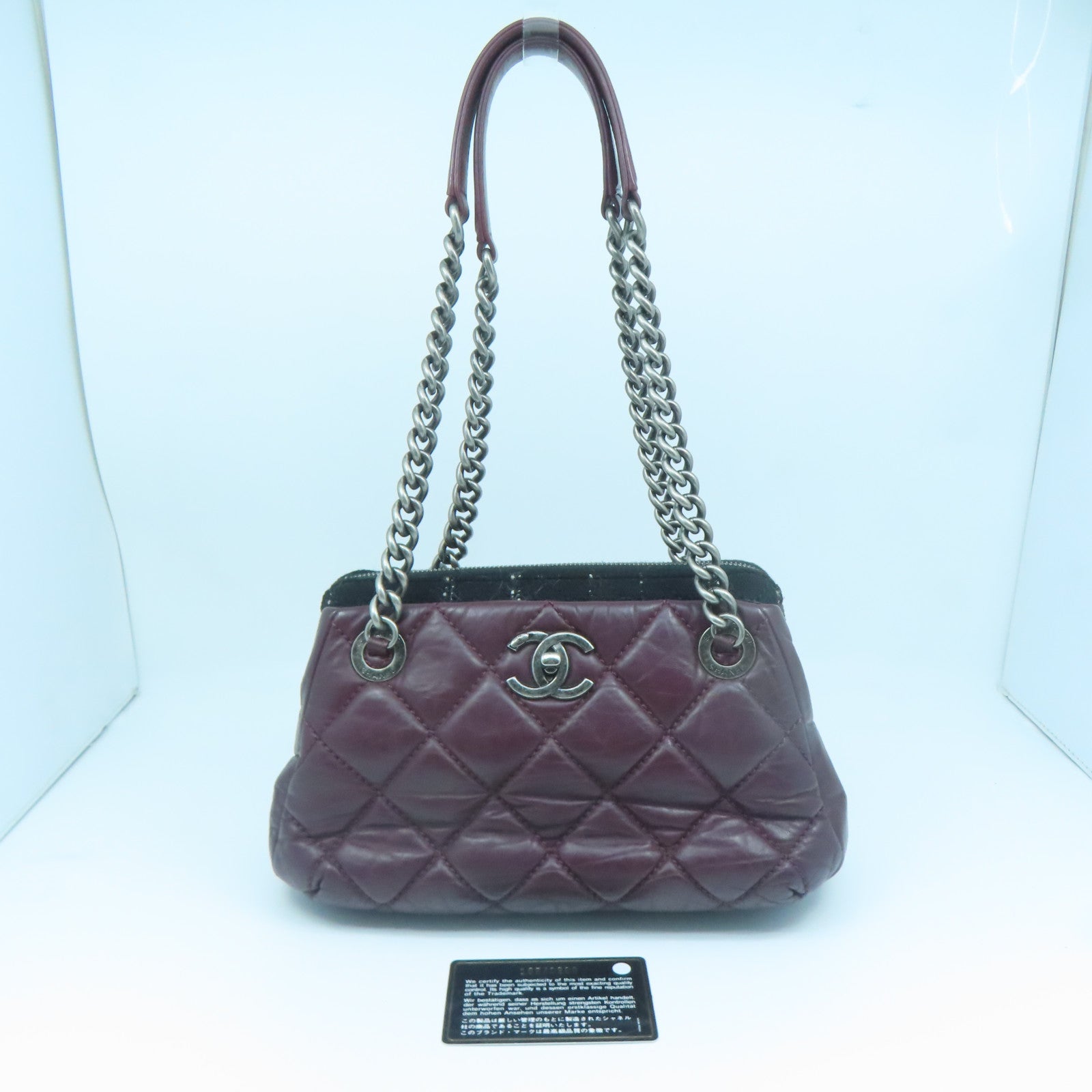 CHANEL 【激減優惠】菱格牛皮皮革Chain Shoulder Bag銀扣鏈帶肩背袋紅色