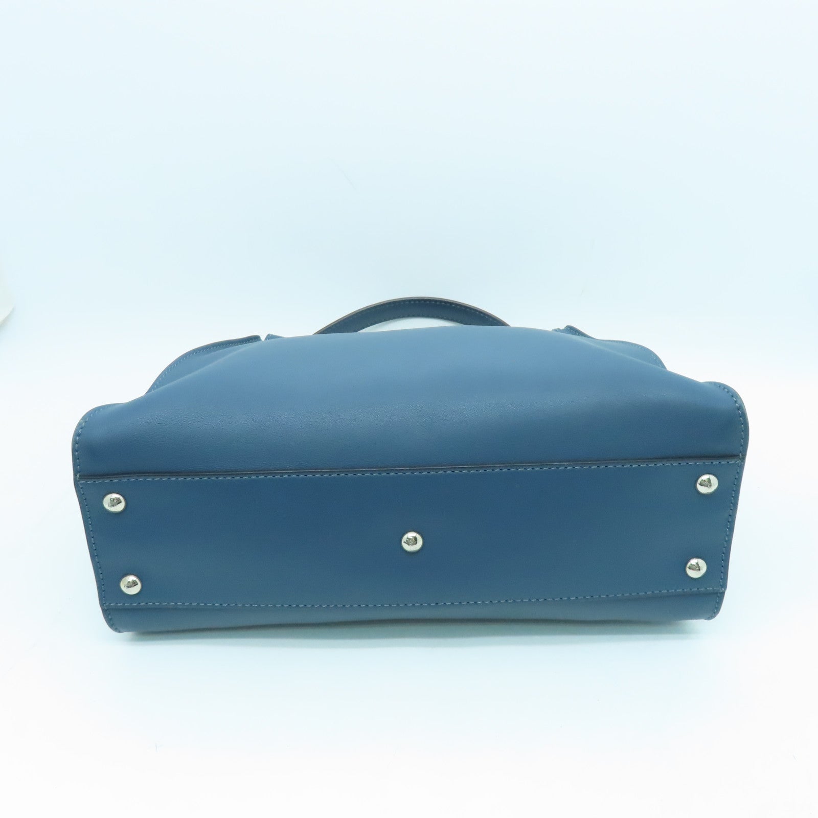 FENDI 牛皮皮革2 Way Shoulder银扣手挽肩背两用袋蓝色/橘色