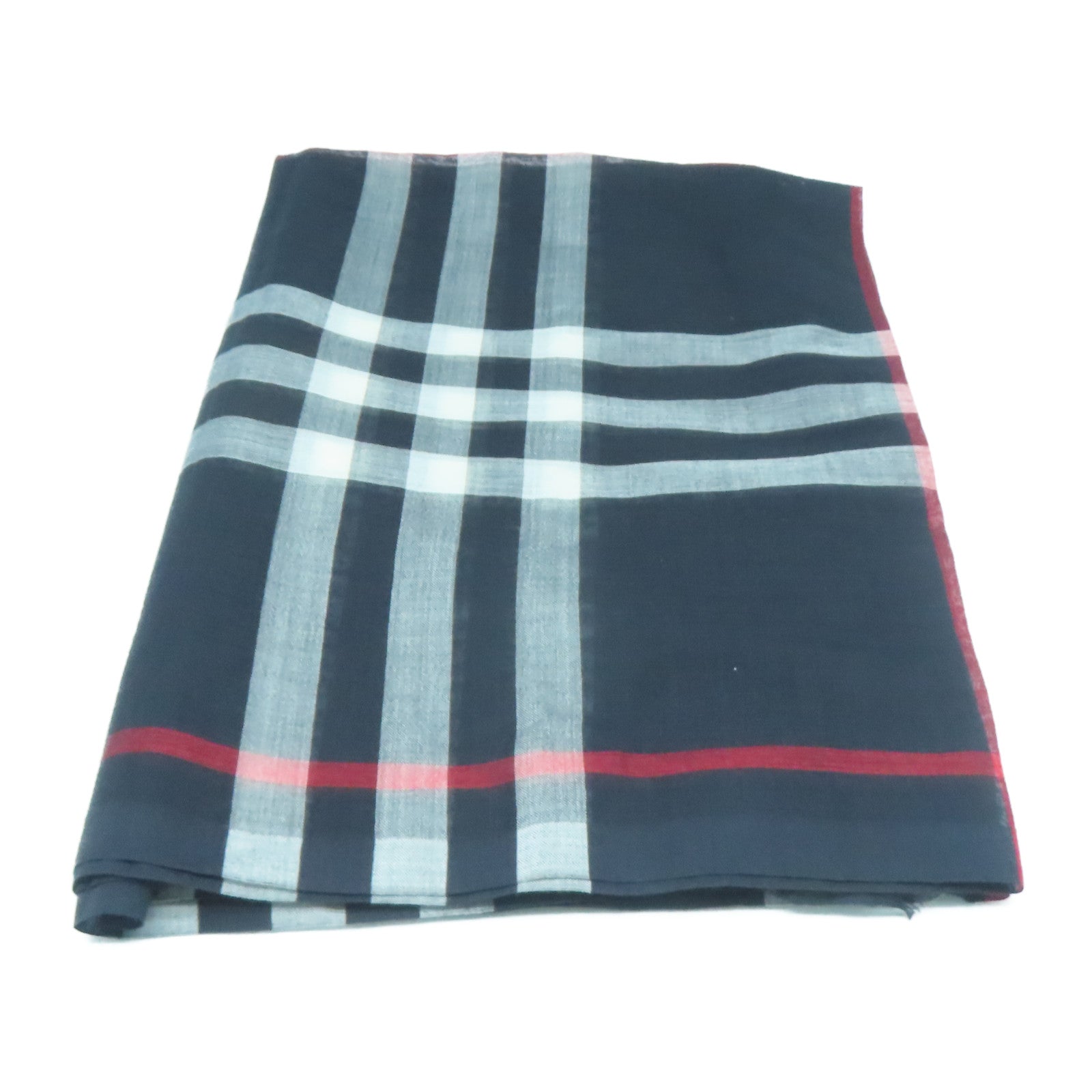 BURBERRY 羊毛/絲質Scarf圍巾深藍色