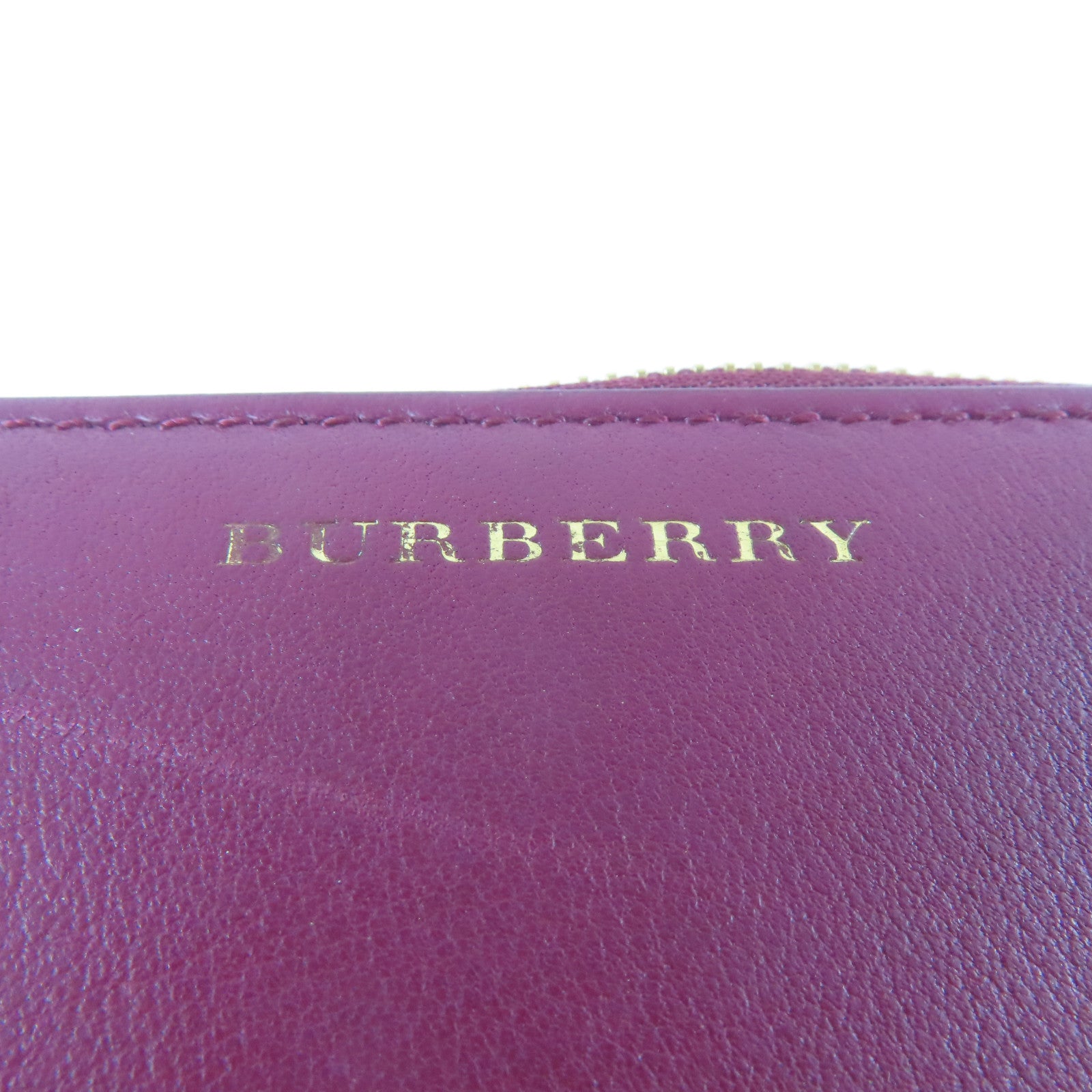 BURBERRY 皮革Wallet金扣錢包紅色/米色