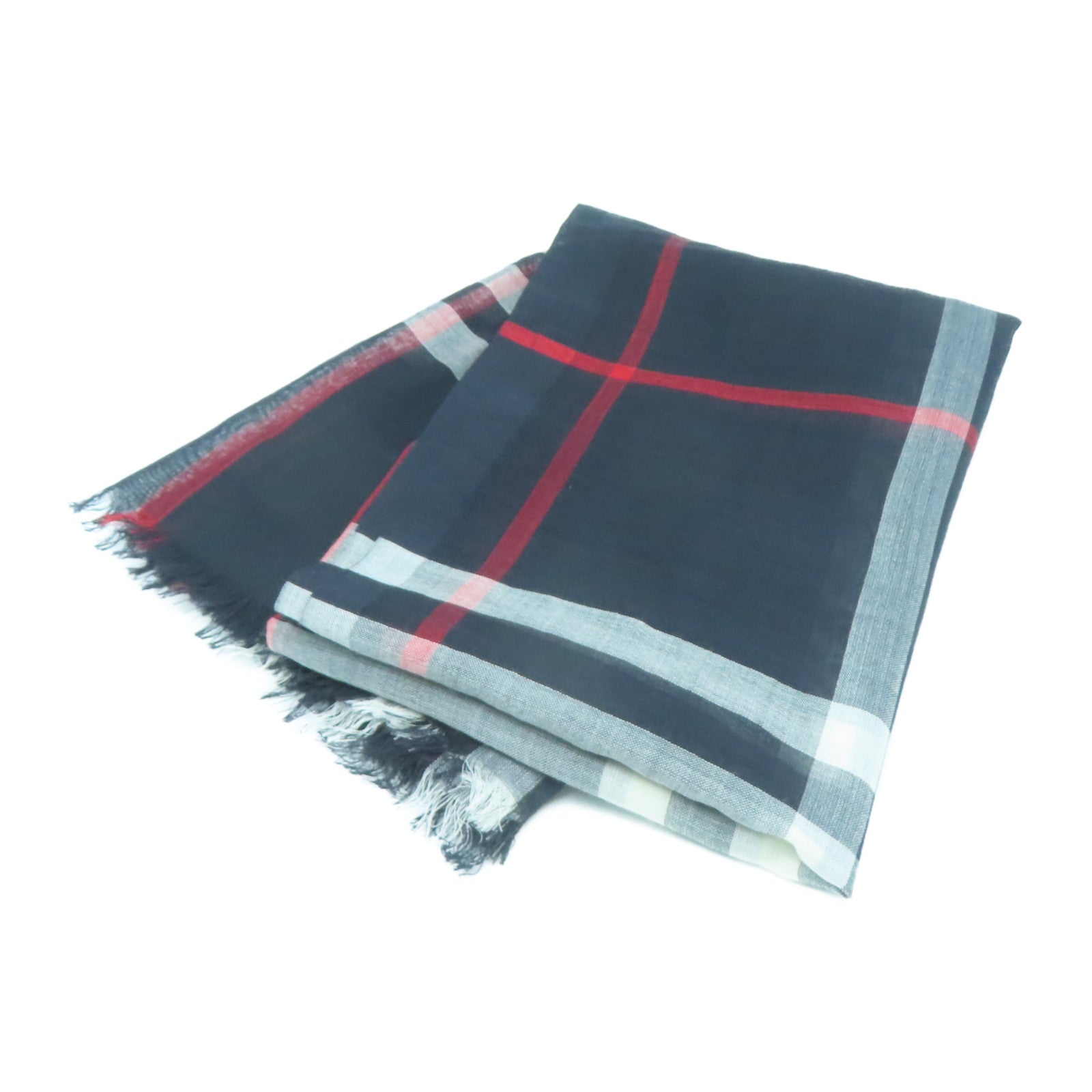 BURBERRY 羊毛/絲質Scarf圍巾深藍色