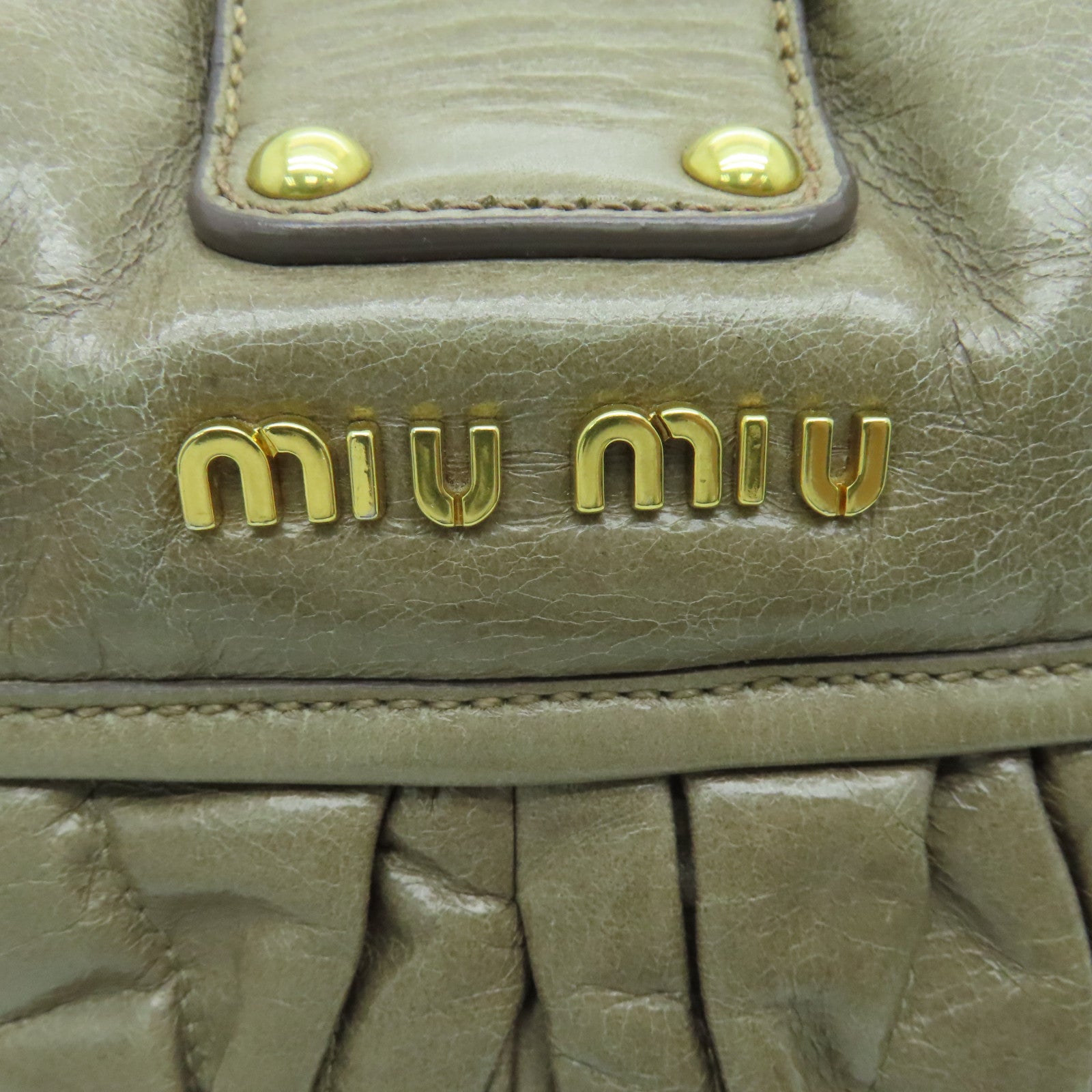 Miu Miu 牛皮皮革2way Shoulder Bag金扣手挽肩背两用袋啡色