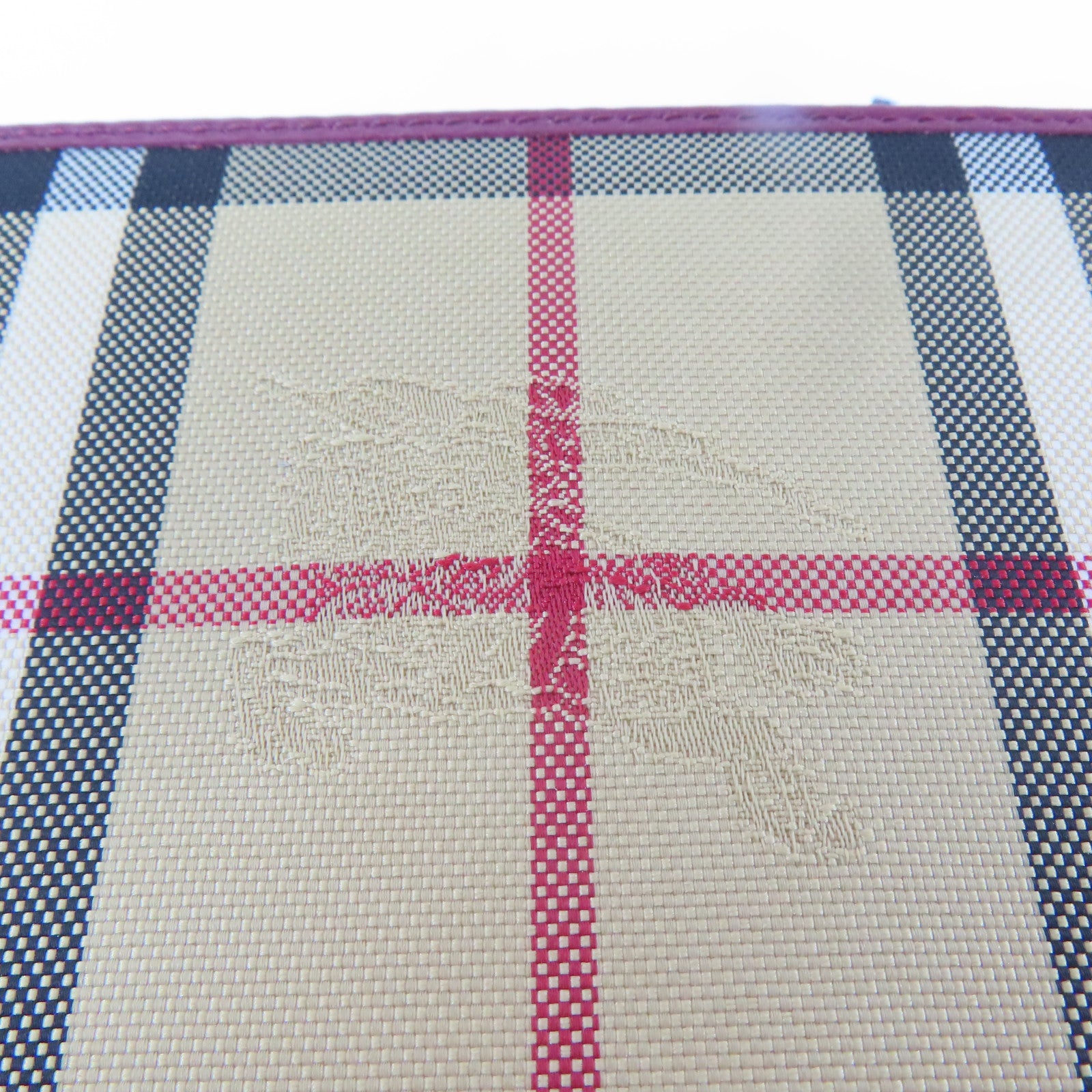 BURBERRY 皮革Wallet金扣錢包紅色/米色